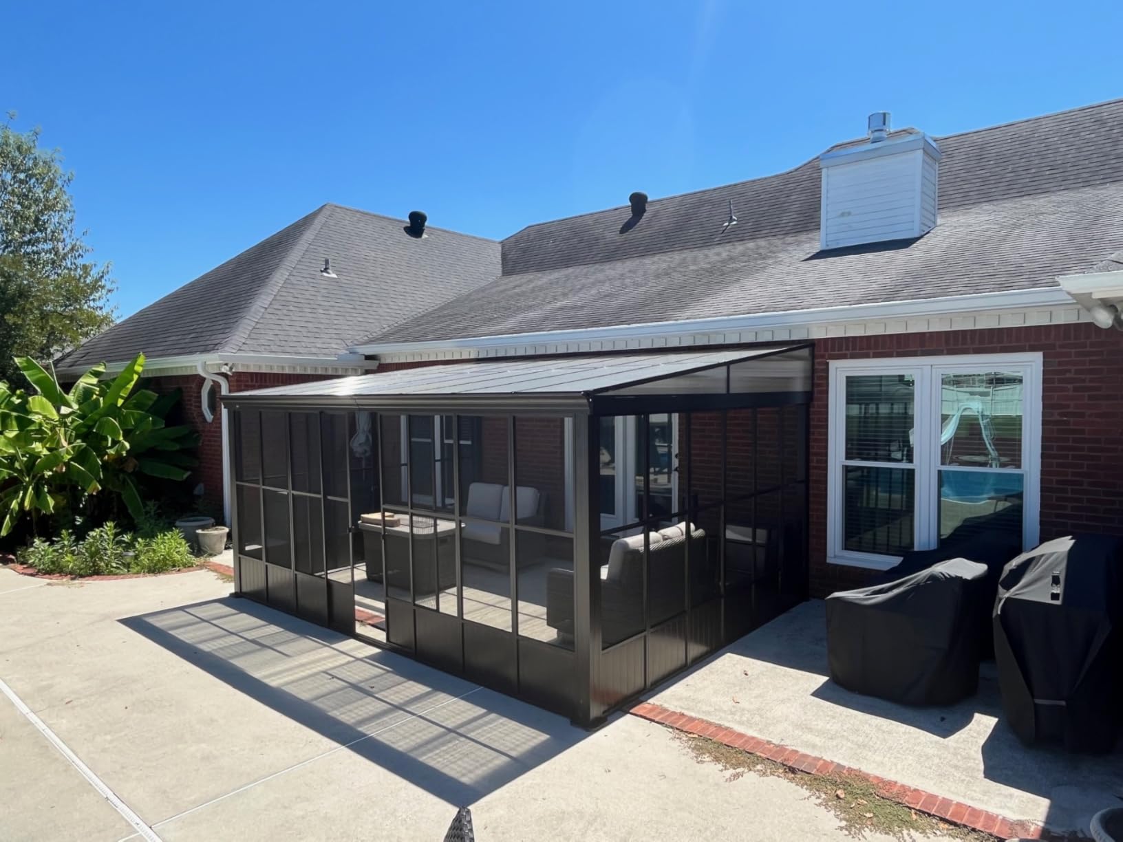 Domi 12x16FT All Season Sunroom, Outdoor Permanent Wall Mounted Solarium with Detachable Polycarbonate Windows, Aluminum Lean to Gazebo Sun Room with 2 Lockable Sliding Doors for Garden Patio Deck customer photo 1