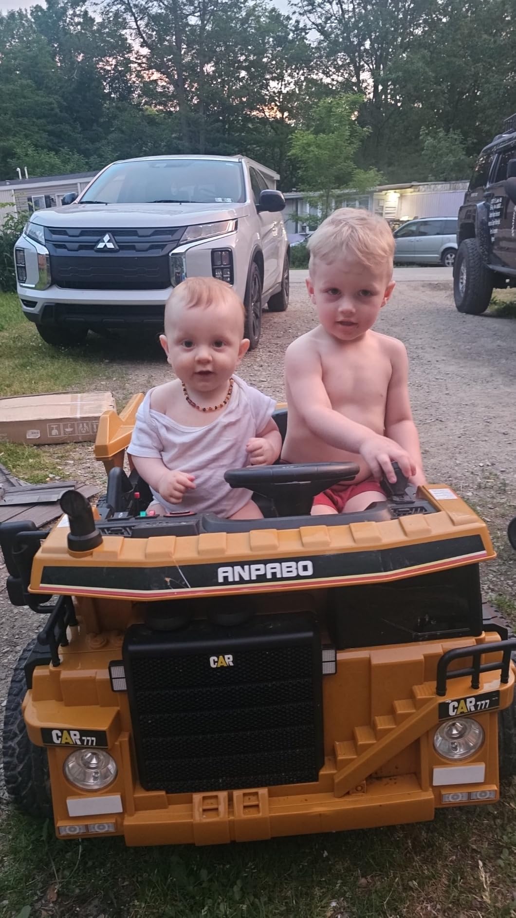 ANPABO 24V Ride On Dump Truck w/Electric Dump Bed, Remote, Yellow | Durable eva tires, bluetooth, powerful 24v motors, extra shovel, 2 seater 24 volt ride on toys for boys & girls 3-6 customer photo 2