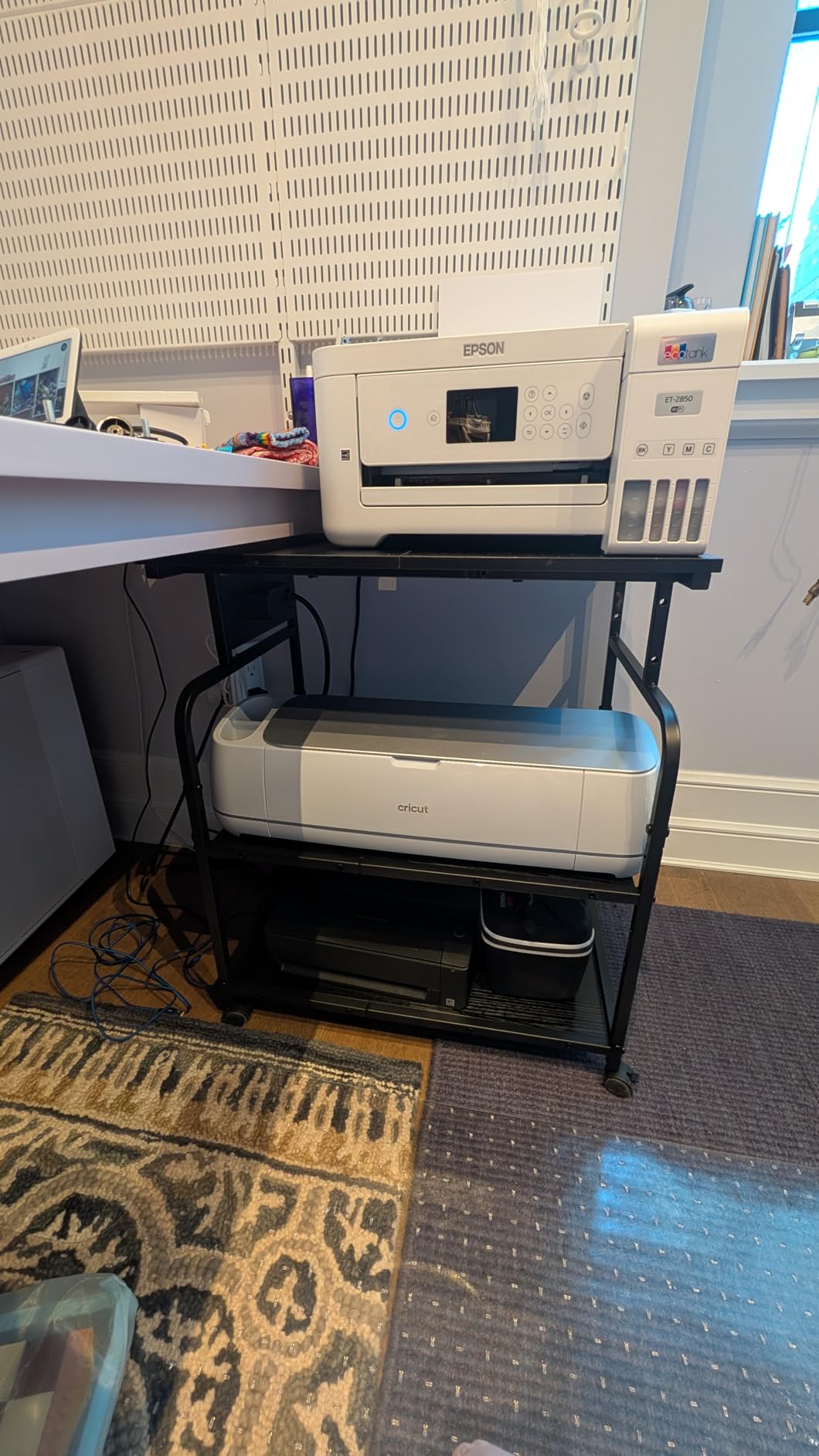 YAOHUOO 3 Tier Large Printer Stand with Power Outlet/Adjustable Shelf | 22