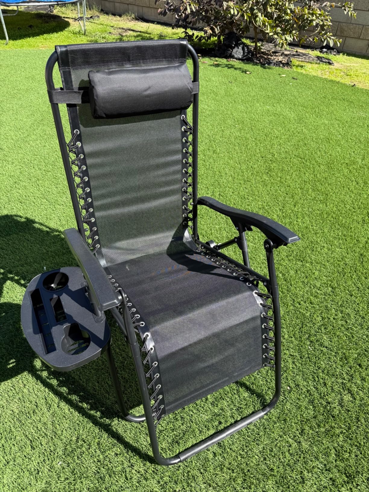Athena Collection Zero Gravity Chair, Outdoor Lounge Chair - Black | with Adjustable Pillow and Cup Holder, Reclining Camping Chair for Outside Beach Lawn Garden Patio Poolside customer photo 1