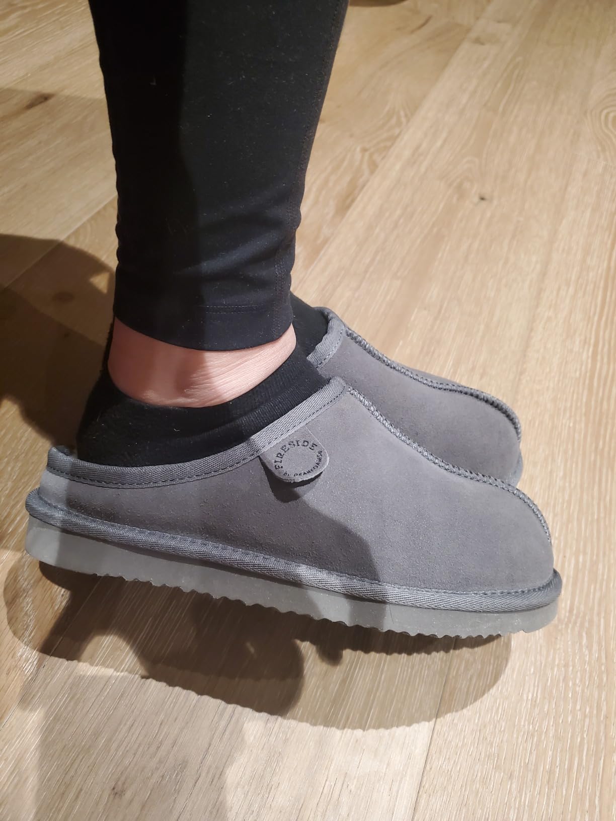 Fireside by Dearfoams Women's Greta Genuine Shearling Clog Slippers, 100% Natural Suede Clogs for Outdoor & Indoor customer photo 2