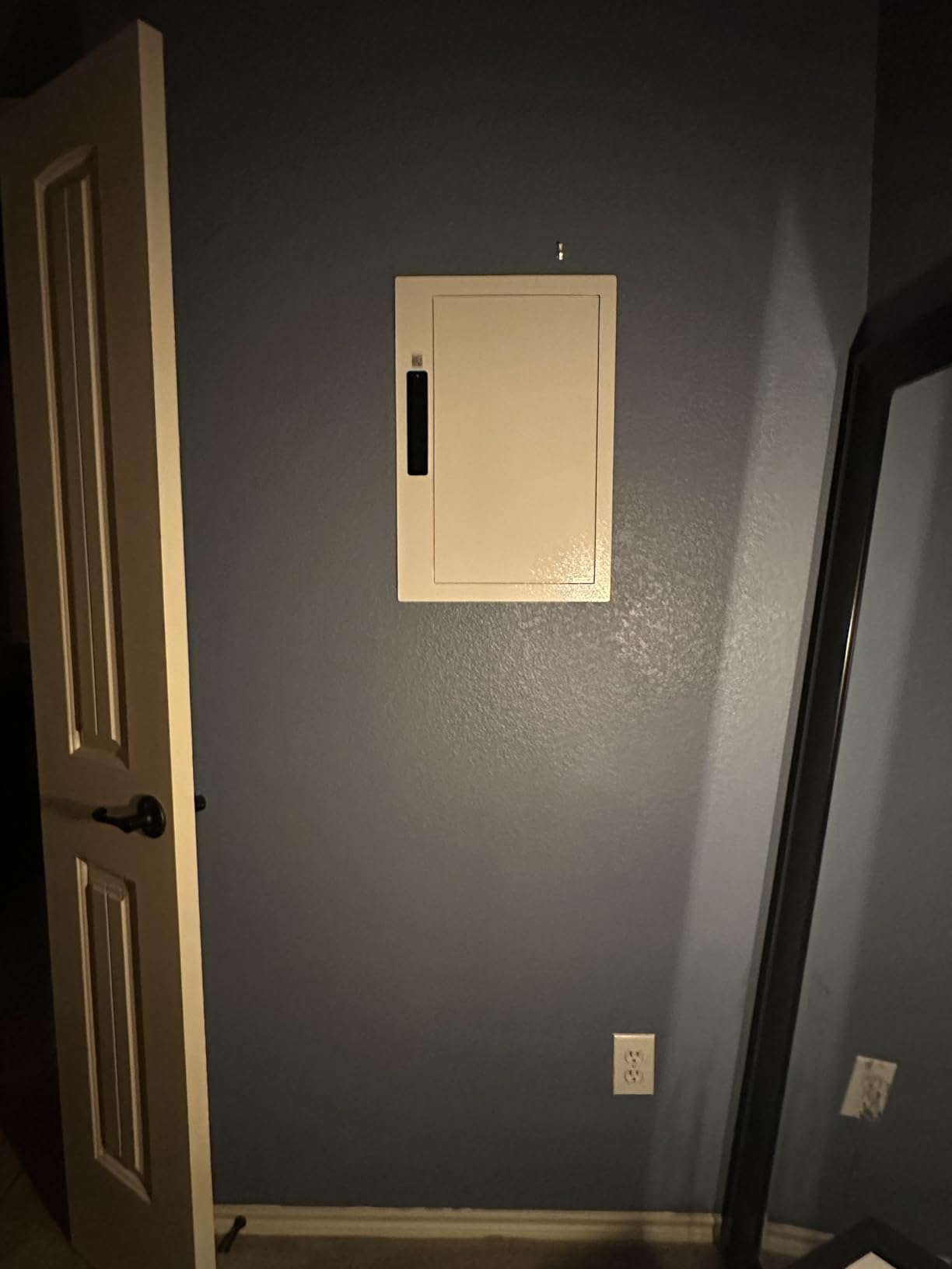 Grimtron Quick Access Electronic Wall Safe with Removable Shelves & Hooks | White Wall Mount Safe Between Studs 16