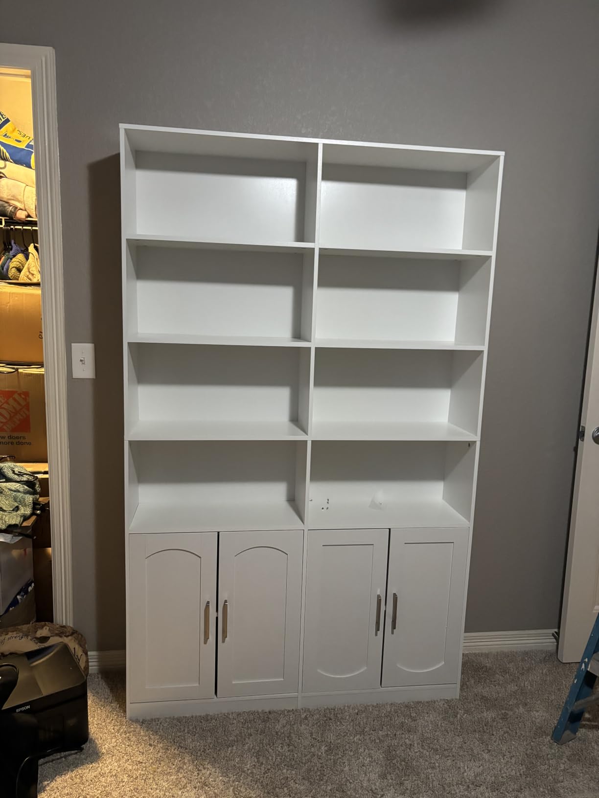 FACBOTALL Bookshelf and Bookcase with Doors, Double Wide Large Bookshelves | Industrial Open Display Shelves 6 Tier, 73'' Tall Bookshelf with Storage Cabinets for Office, Home, Living Room, Light Oak customer photo 1