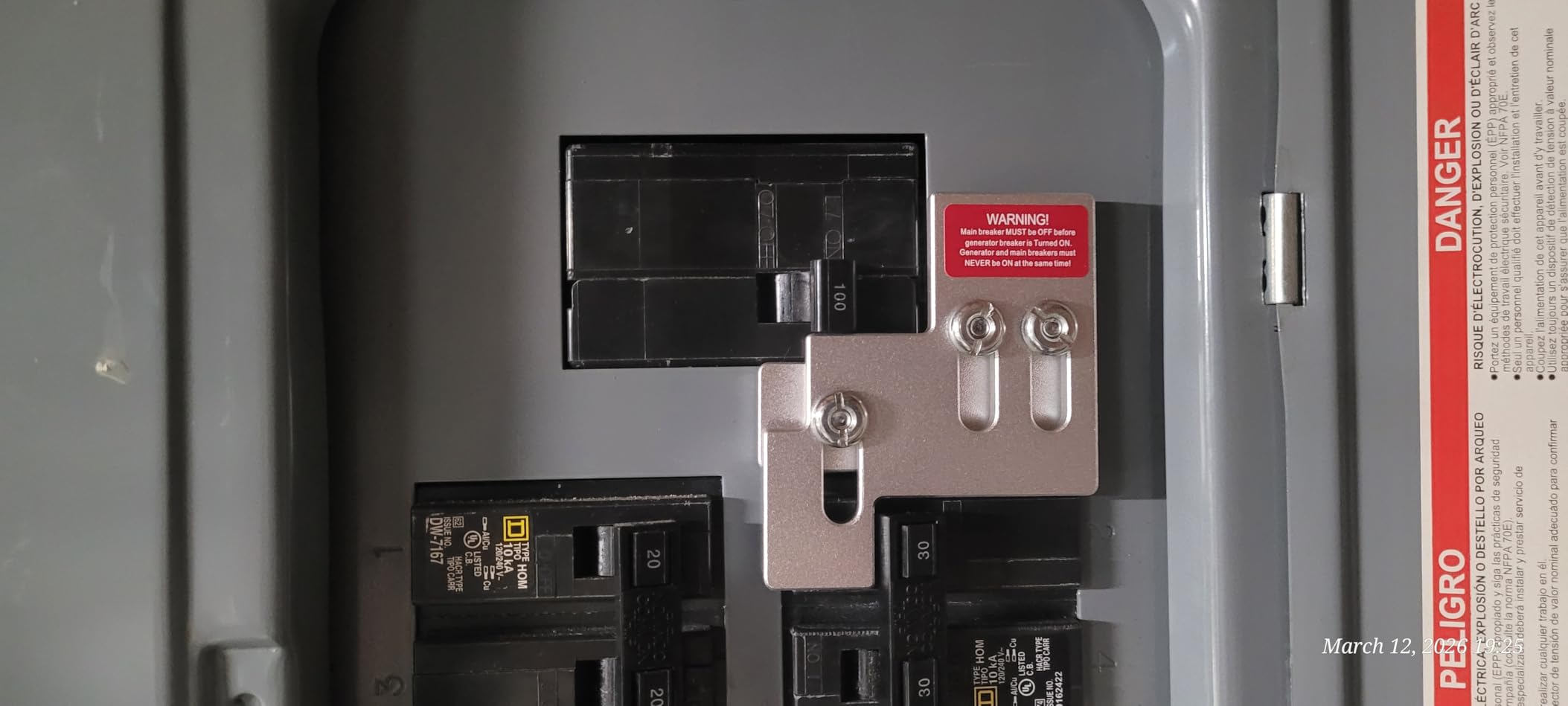 Generator Interlock Kit for Square D QO or Homeline 100 or 125 Amp Panels | 3/4 to 7/8 Inches Spacing, Professional and Interlock Kit for Square D Homeline and QO 100 A Indoo or Outdoor customer photo 1