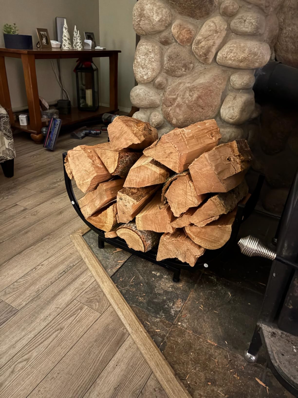 Firewood Rack Outdoor 30in, Indoor Firewood Storage and Firewood Rustproof Holder, Stable Log Holder and Fireplace Decor Organizer customer photo 1
