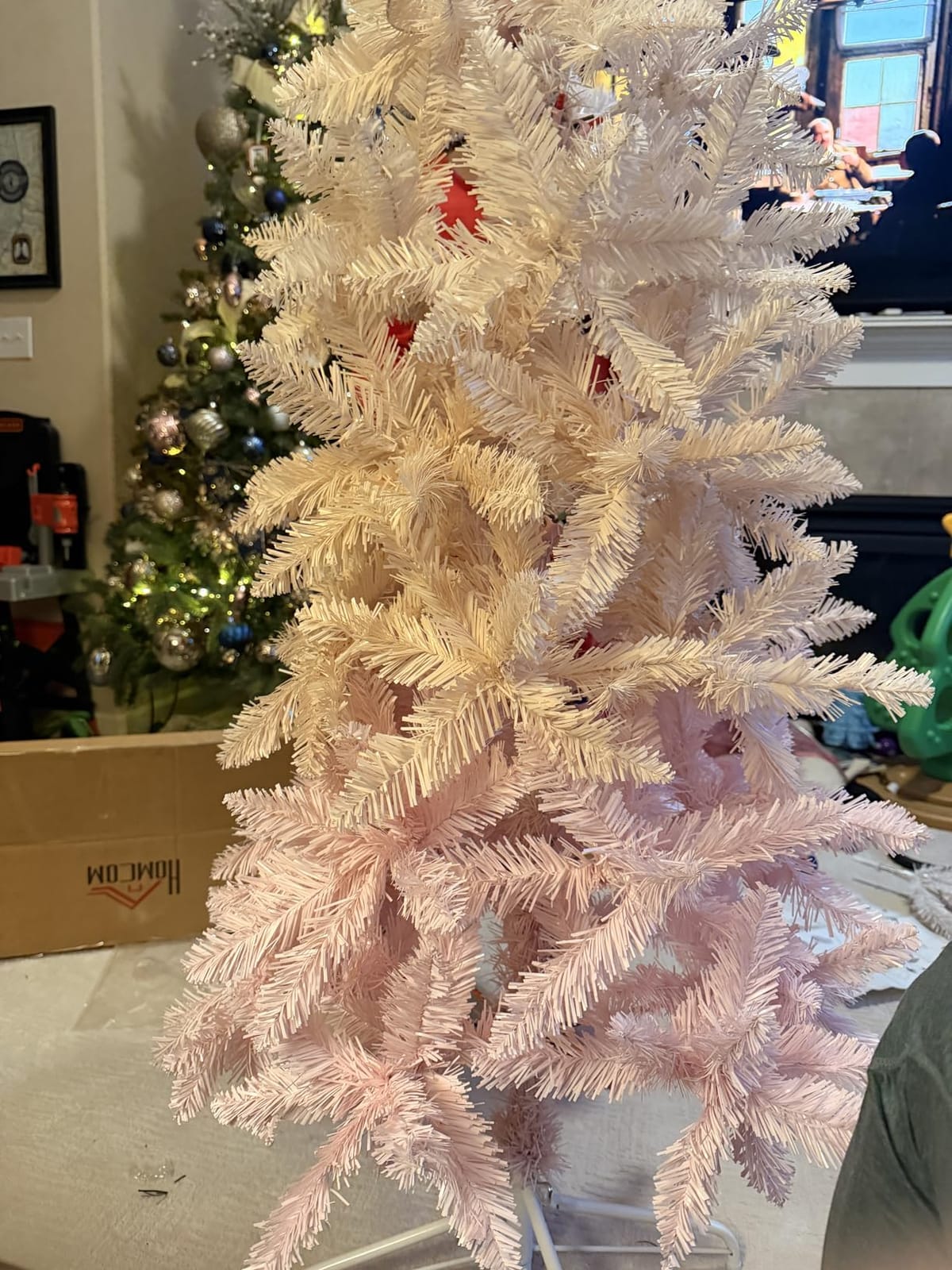 HOMCOM 8ft Snow Flocked Artificial Christmas Tree Hinged Xmas Tree Green | 2003 Tips, Foldable Metal Stand, Easy Assembly, for Home Office Holiday customer photo 1