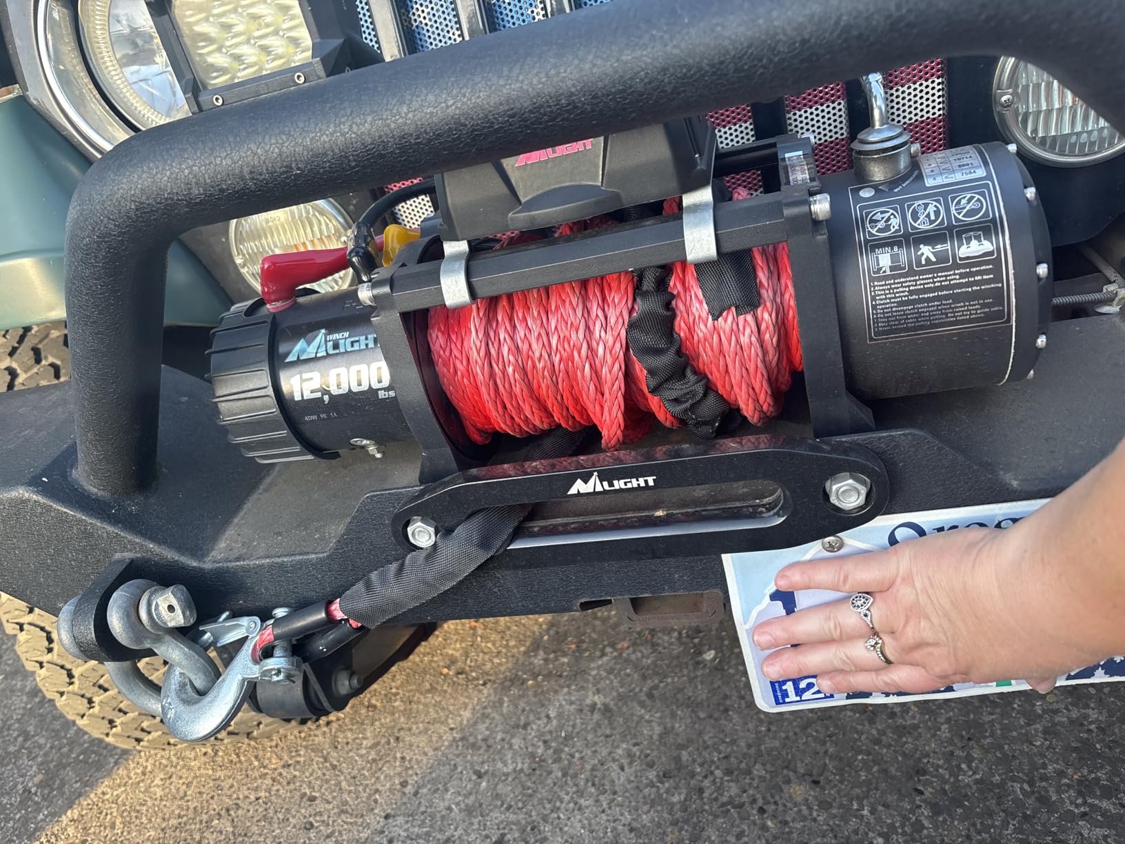 Nilight 12,000 lb Electric Truck Winch 12V w/ Synthetic Rope for Jeep Recovery - Waterproof Heavy Duty Towing Winch with Wireless & Wired Remote Fairlead for Pickup Truck SUV Trailer Off-Road Recovery customer photo 1