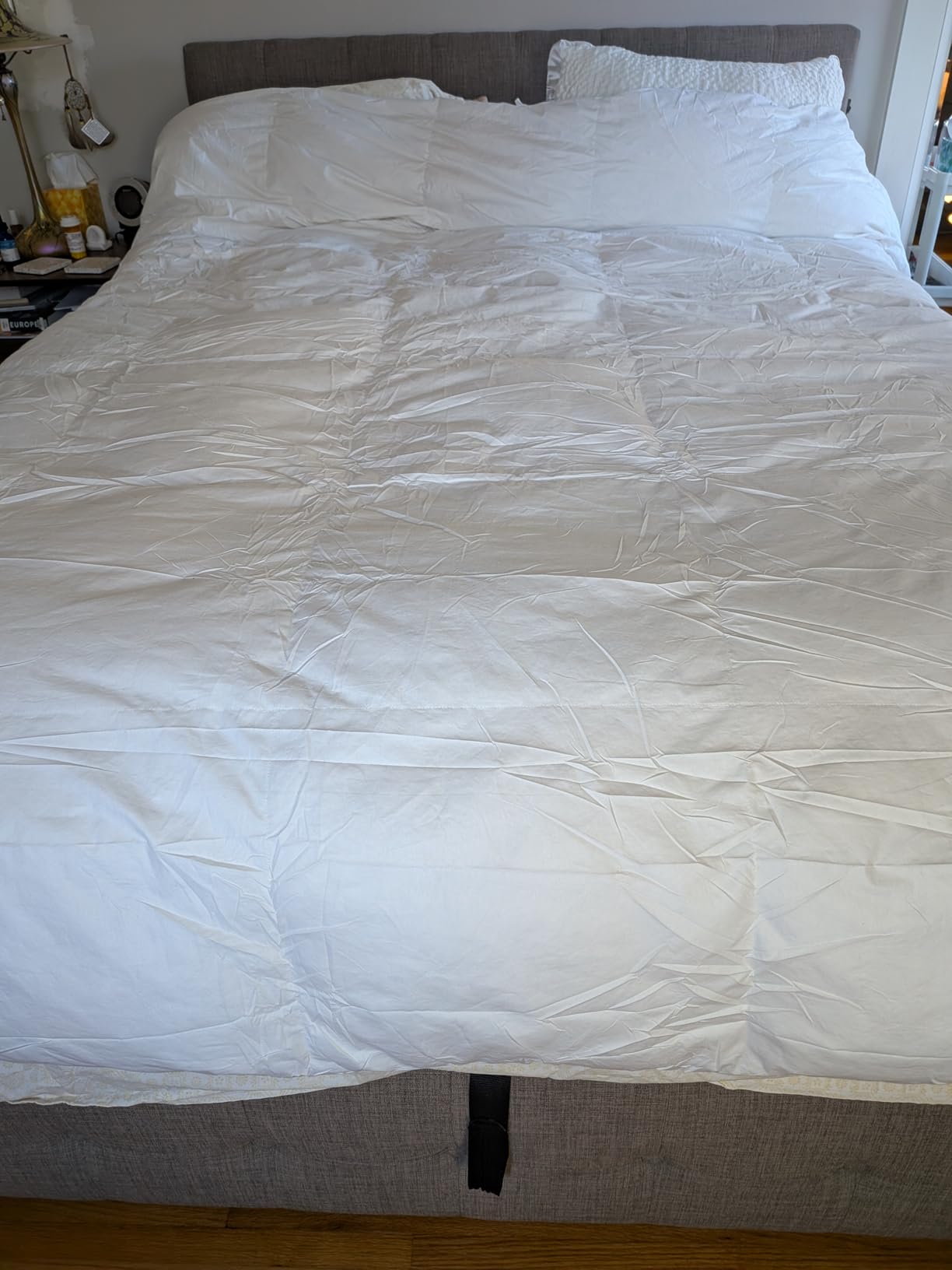BPC Heavyweight Organic Feather Down Comforter Queen Size, Hotel-Luxury Extra Fluffy Duvet Insert with Cotton Cover and Puffy Feather Down Filling for Winter, Ivory White, 90x90 Inches customer photo 1