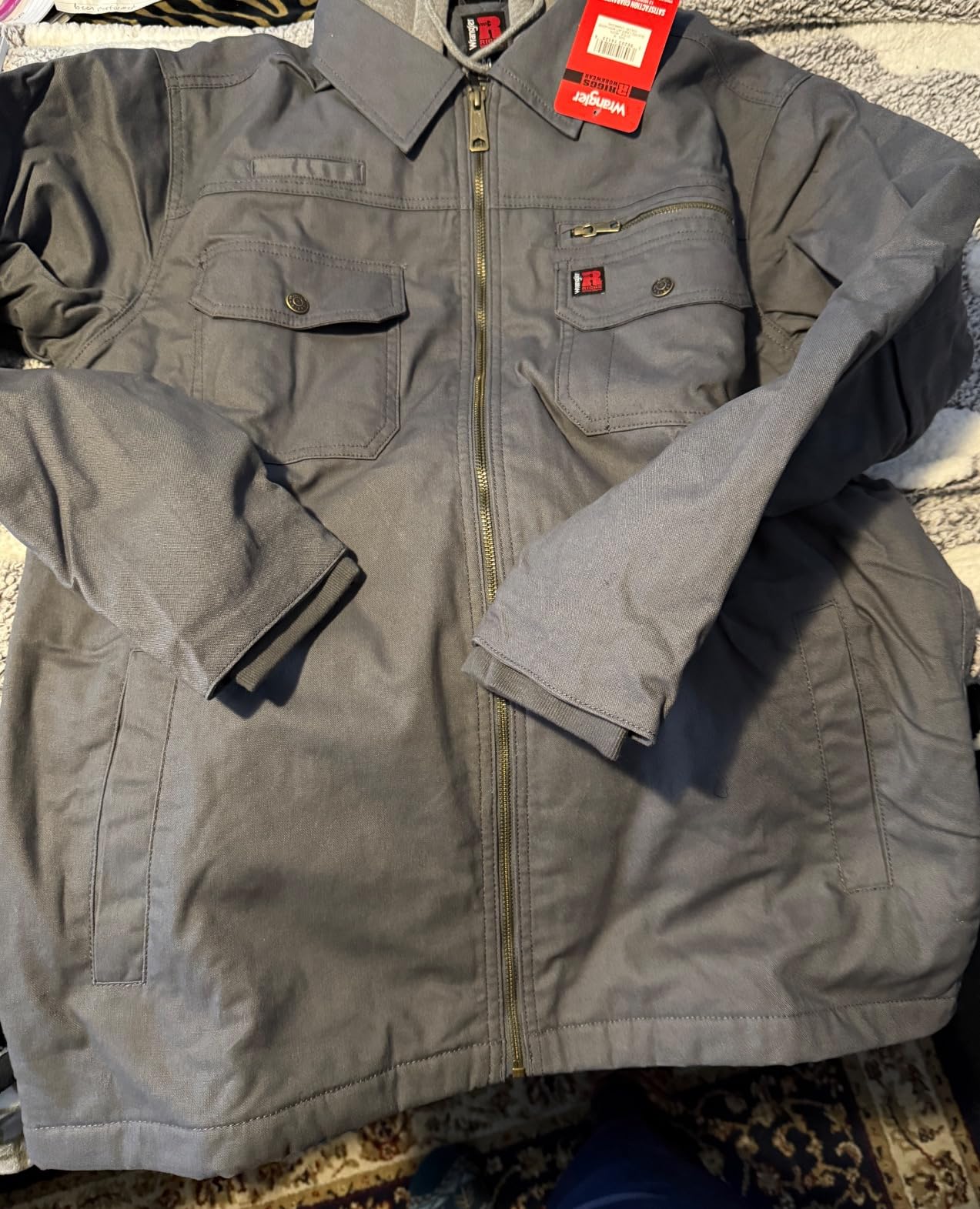 Wrangler Men's Quilted Lined Jacket With Sherpa Hood customer photo 2