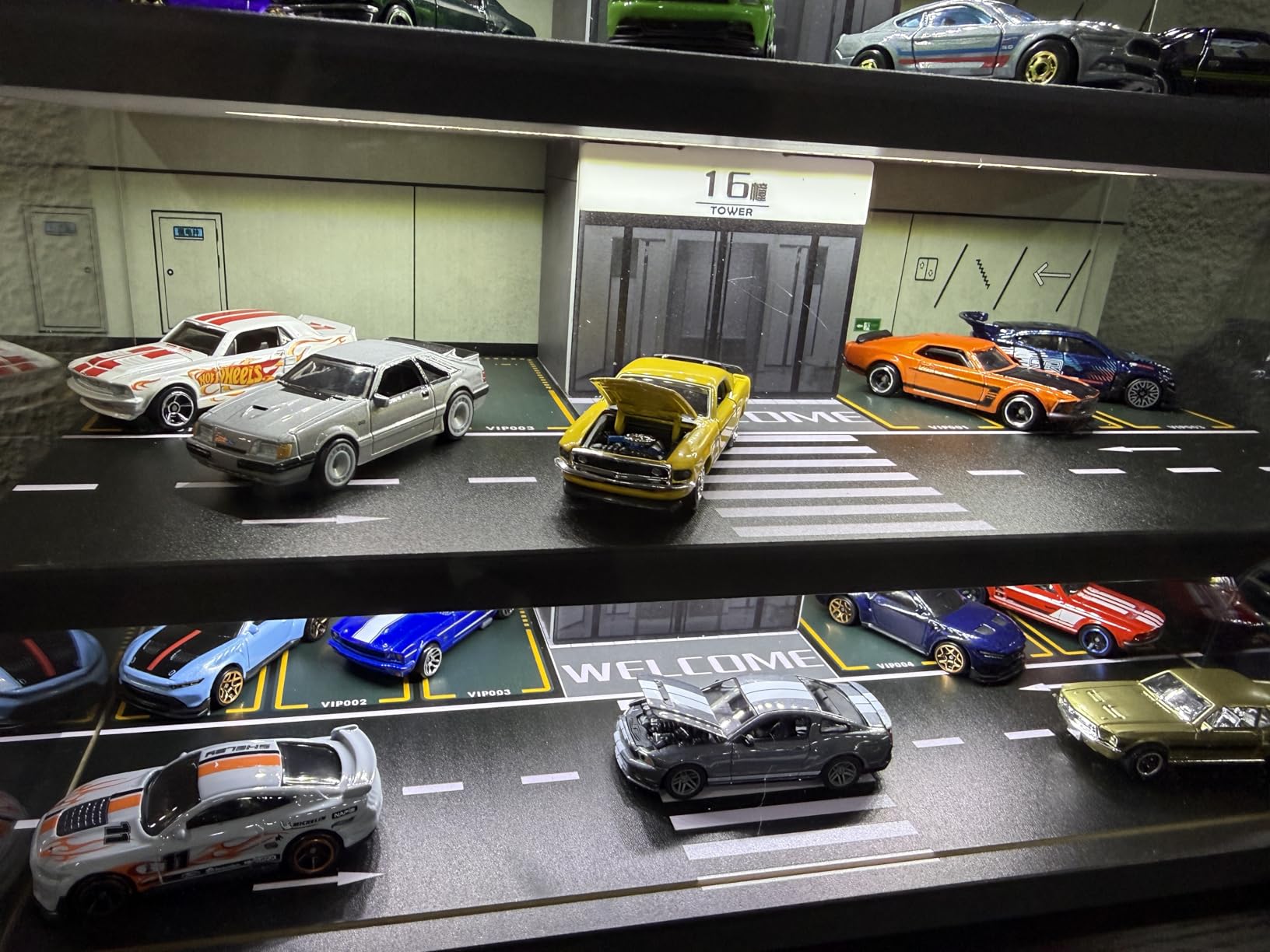 Display Case for Hot Wheels & Matchbox Cars with LED Light, Toy Car Garage, Wood, Hold 50+ Cars, 1/64 Diecast Display, Dust Cover, Freestanding customer photo 2