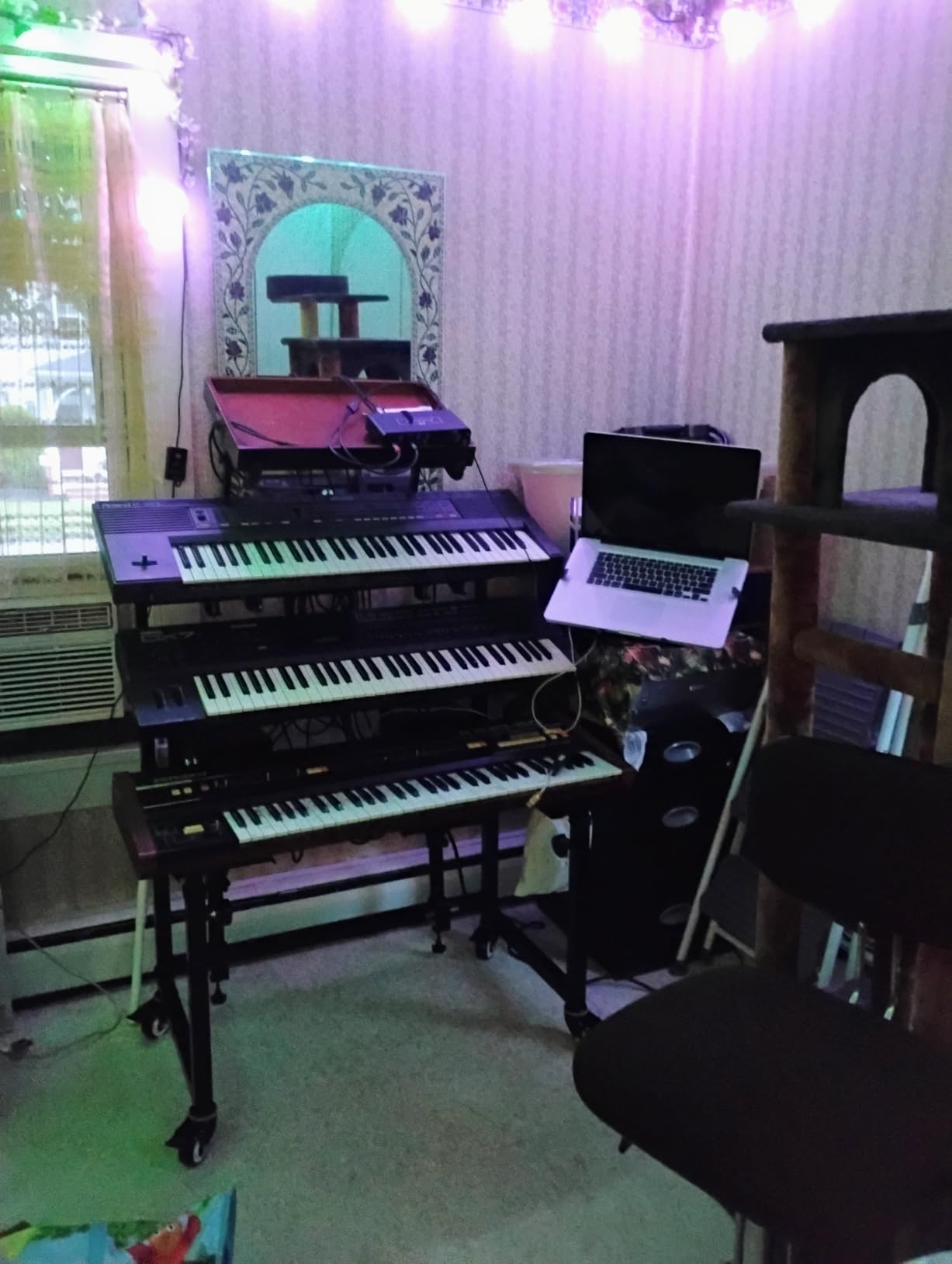 Liquid Stands 3 Tier Keyboard Stand w/ Wheels Music Studio Desk for Music Production - Electric Digital Pianos Synths for 49 54 61 88 Key - Rolling Home Recording Studio Workstation DJ Keyboard Table customer photo 1