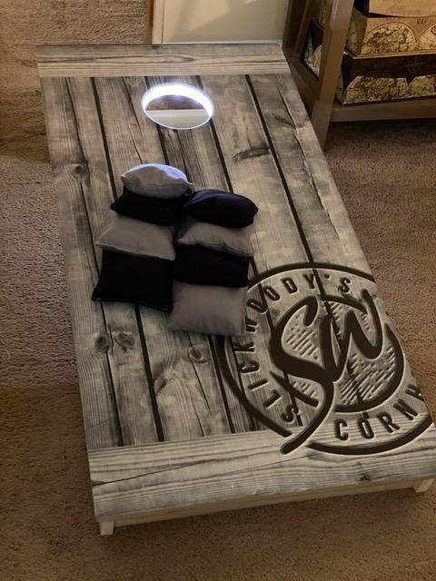 Professional-Grade Cornhole Boards - 4'x2' Solid Wood Regulation Woodgrain Flag Corn Hole Toss Game with 8 Resin Filled Bags customer photo 1