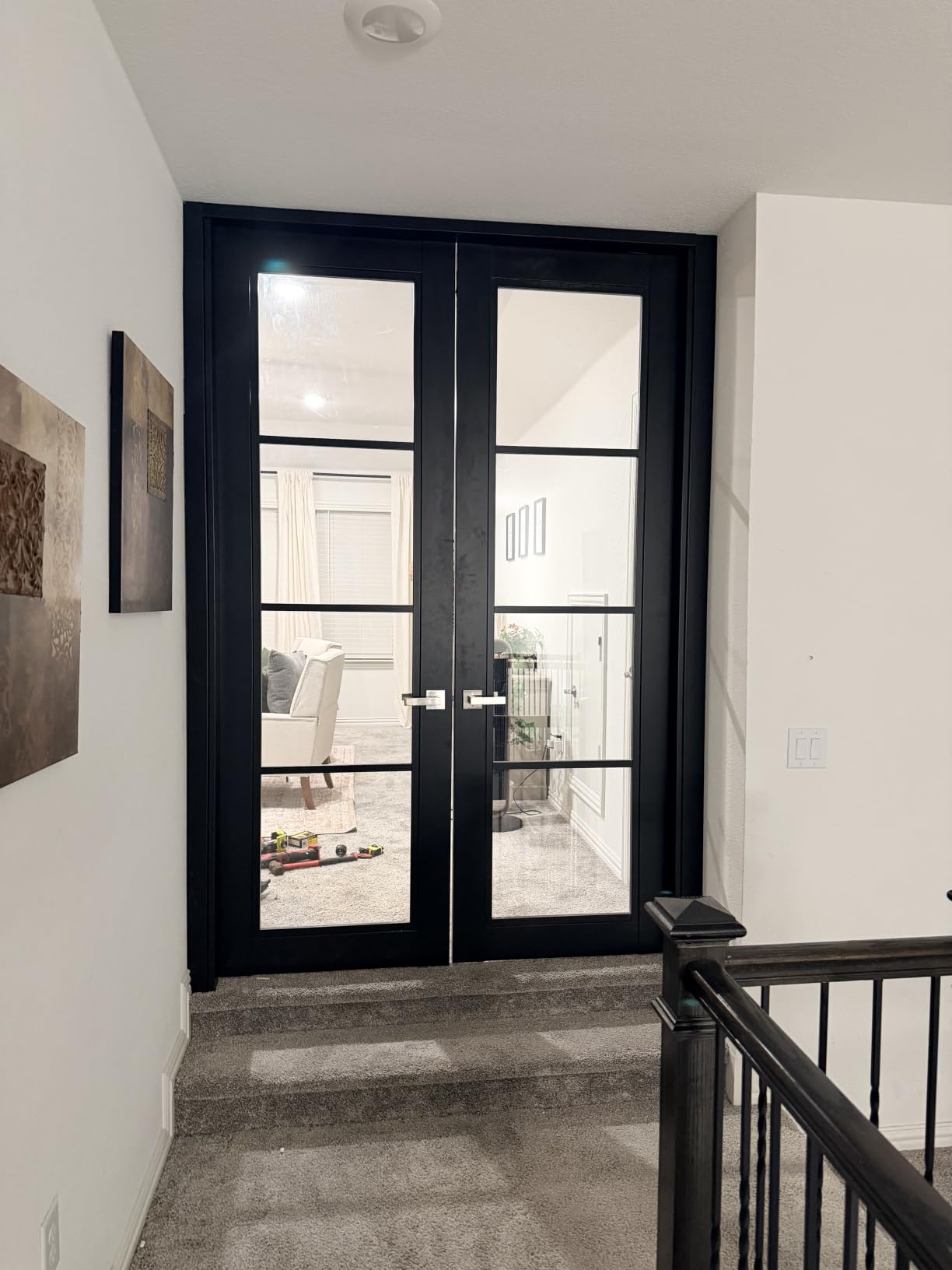 SARTODOORS Lucia 2466 | Double Swing Interior French Doors | Clear Glass, Solid Wood | Frame & Hardware Included | 48 x 80, Black Matte, Modern customer photo 2