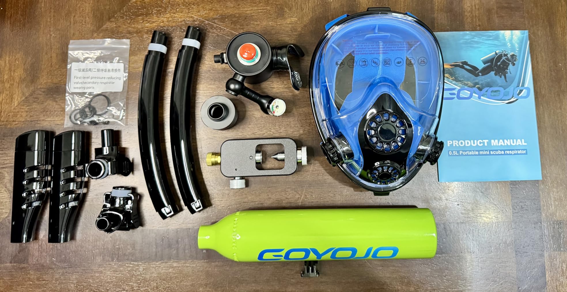 GOYOJO 0.5L Mini Scuba Tank with Full-face Snorkel Mask | Portable Underwater Air Supply for Snorkeling & Shallow Dives, DOT-Certified 5-8 Min Underwater Breath System customer photo 1