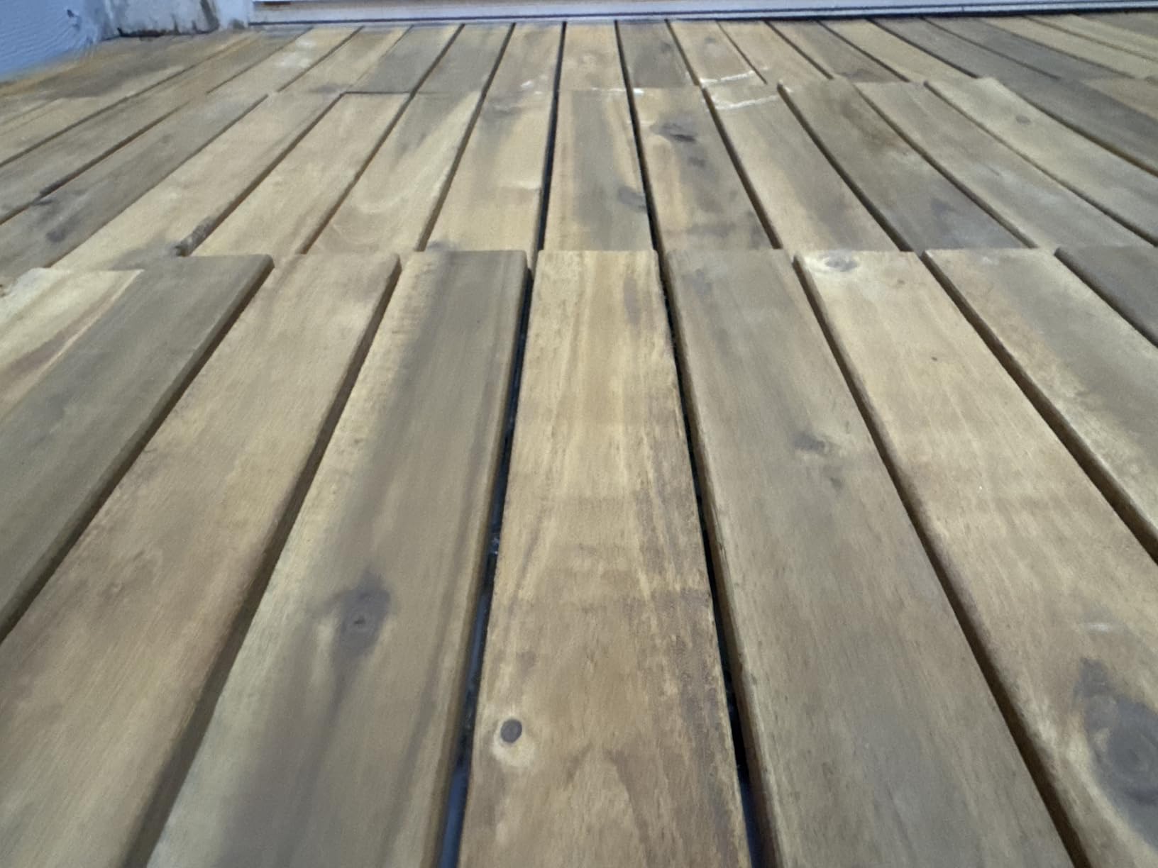 Acacia Wood Interlocking Deck Tiles, Patio & Backyard Tile, 12 in, 9 PCS | Patio decor, balcony decor, waterproof, snap-together, no tools, covers 9 sq ft, trimmable, 466 lb, entryway, pathway customer photo 2