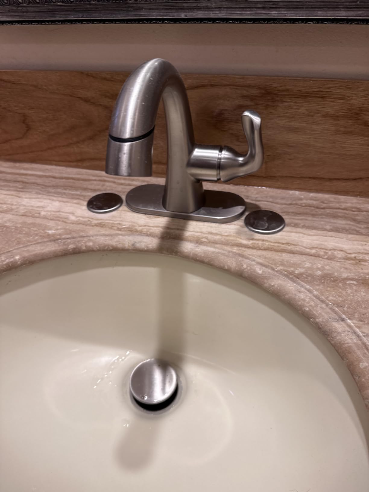 Delta Arvo 1 Hole Pull Down Bathroom Faucet with Sprayer, Chrome Single Hole Bathroom Sink Faucet with Pull Out Sprayer for Vanity, Metal Push-Pop Drain, Chrome 15840LF-PD customer photo 2
