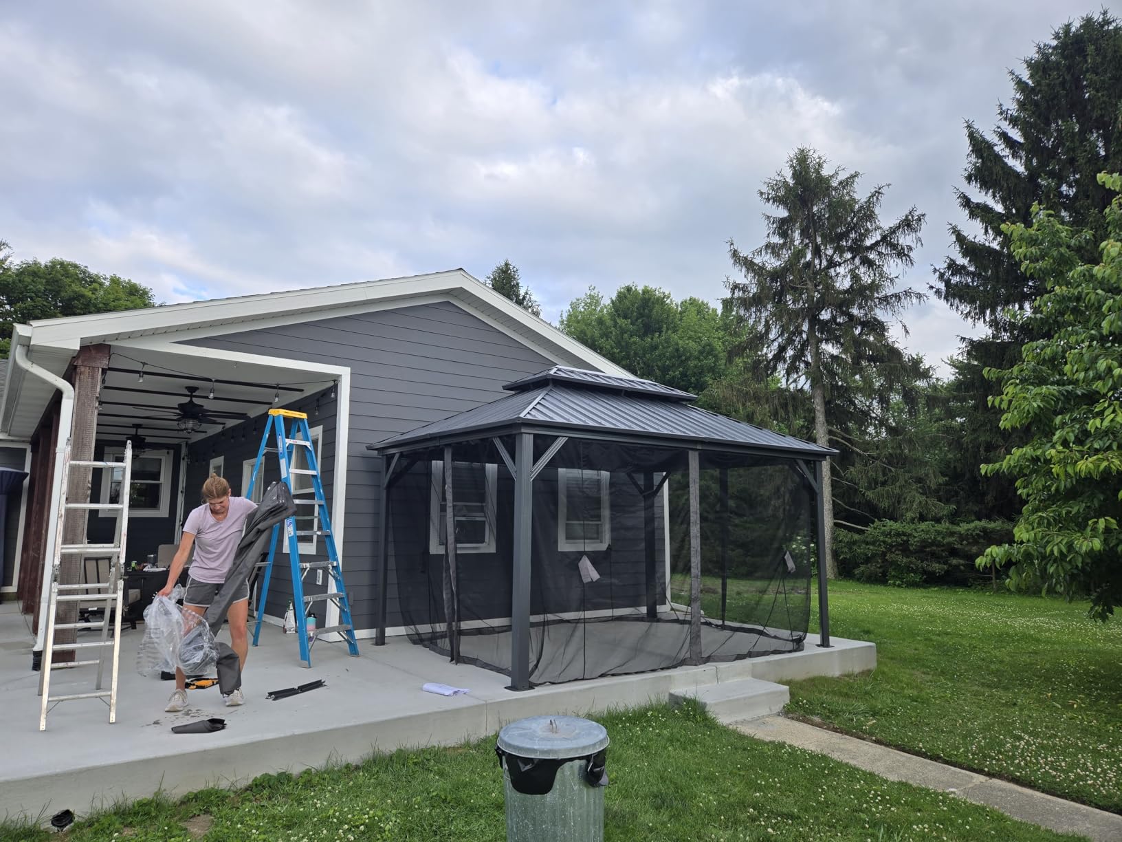 Domi 11x21FT Extended Outdoor Sunroom Kit, 4 Season Patio Solarium, Prefab Sunroom Kit with Aluminum Frame, Permanent Enclosed Gazebo with Curtains & Netting, 2 Sliding Doors, Movable PVC Windows customer photo 1