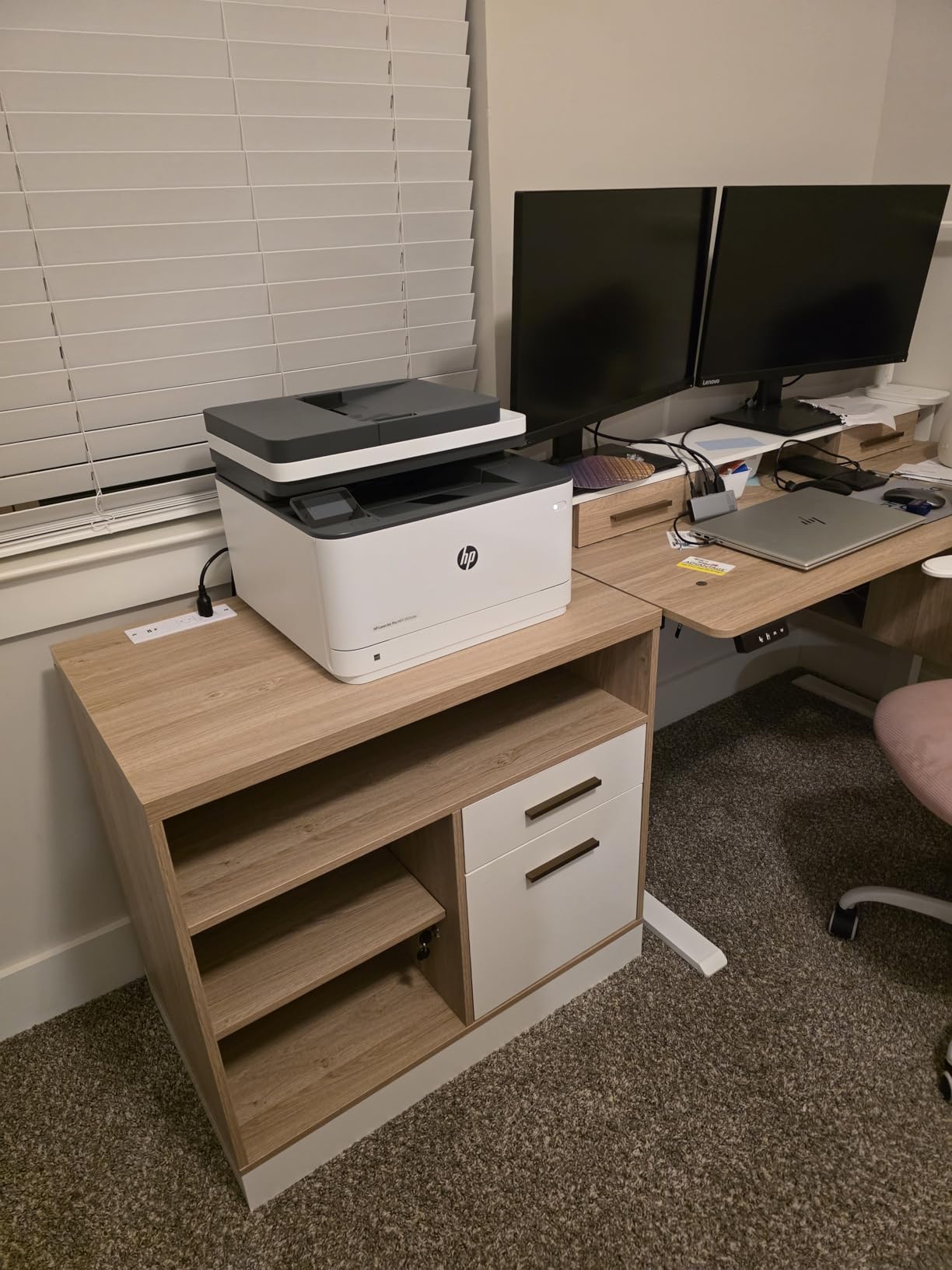 2 Drawer Wood File Cabinet for Home Office Storage, White Walnut | Filing Cabinet for A4 / Letter Documents, 31.5