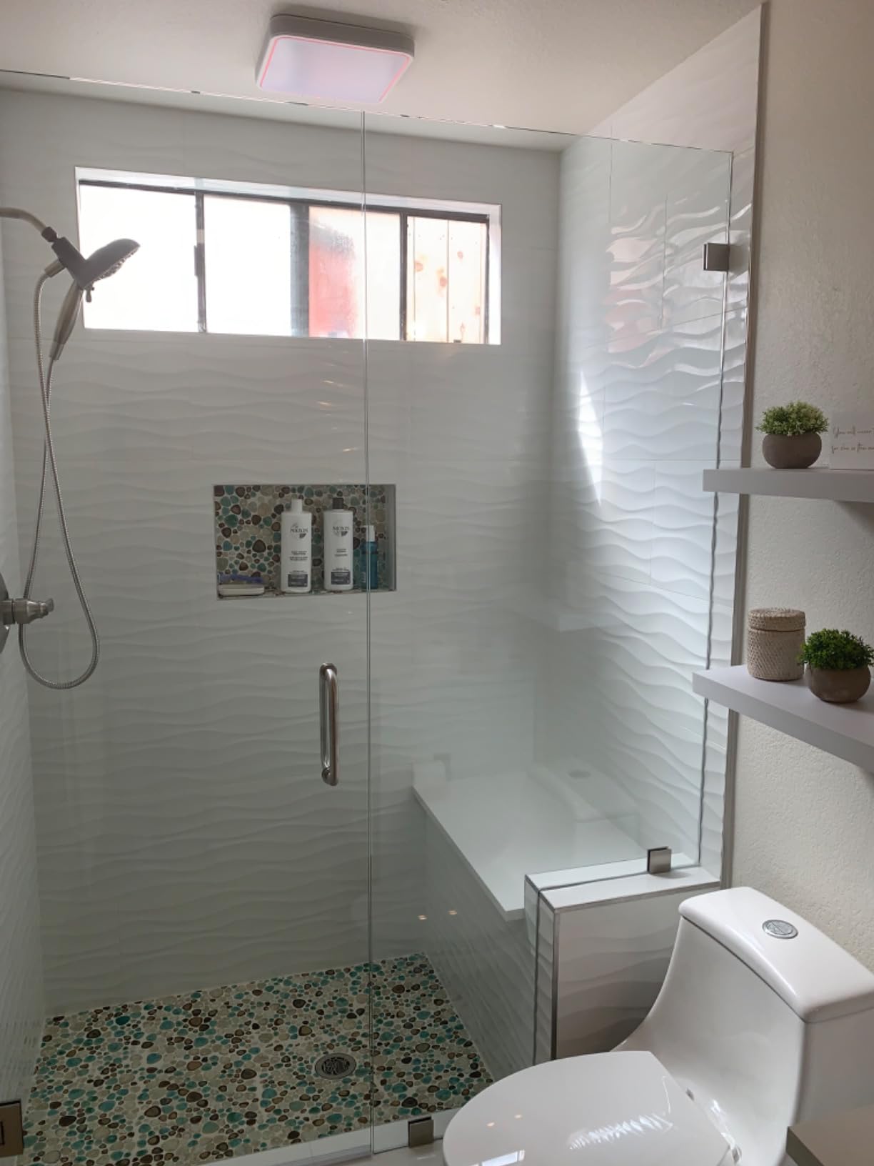 Hominter Ceramic Pebble Mosaic Tile, Aqua Cream Coffee, 5 Sq Ft | Crystal Glazed Porcelain, River Stone Look, 12