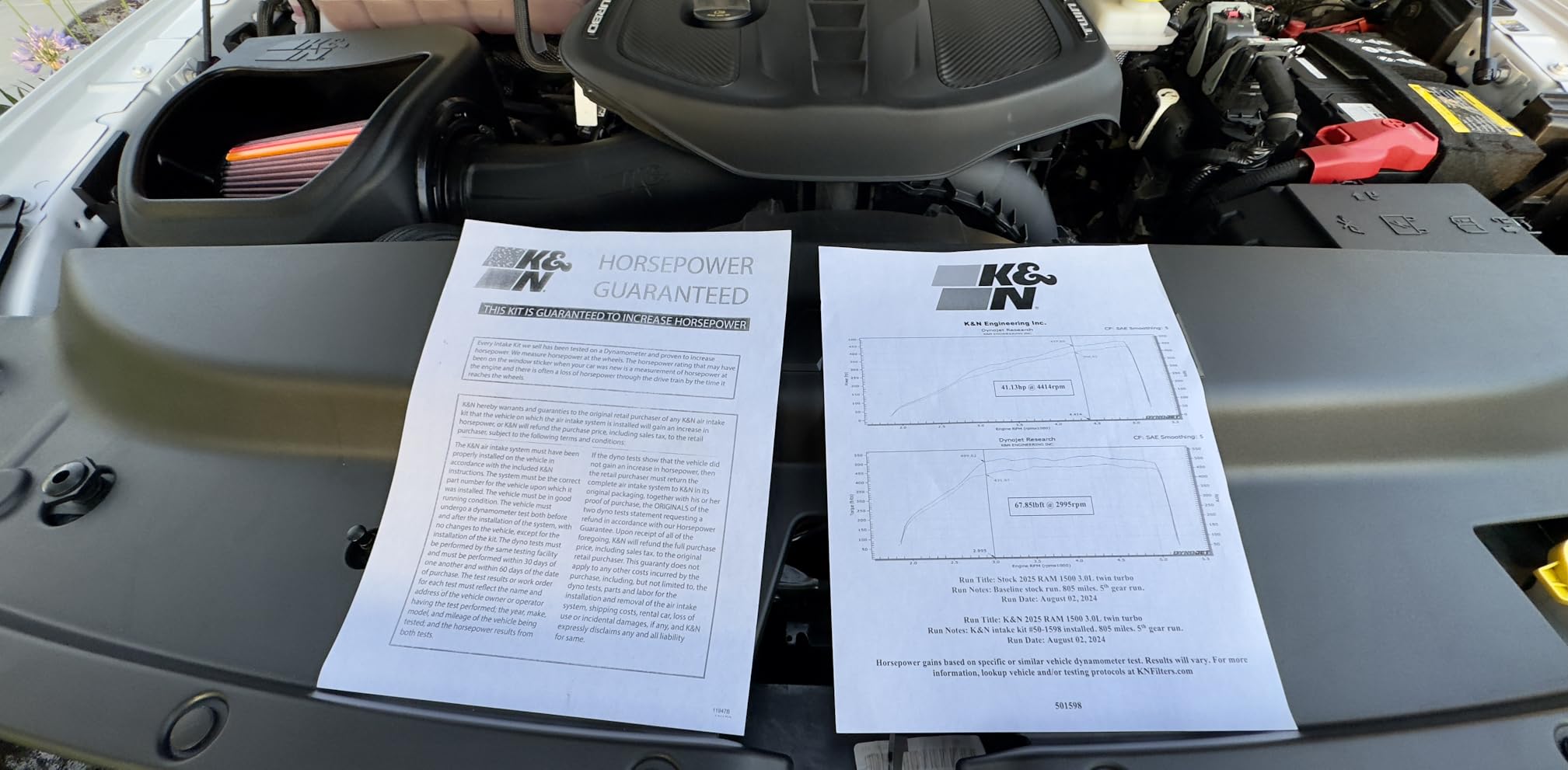 K&N NextGen Cold Air Intake System: High-Flow Cotton Filter: Compatible with 2025-2026 RAM 1500; 50-1598 customer photo 2