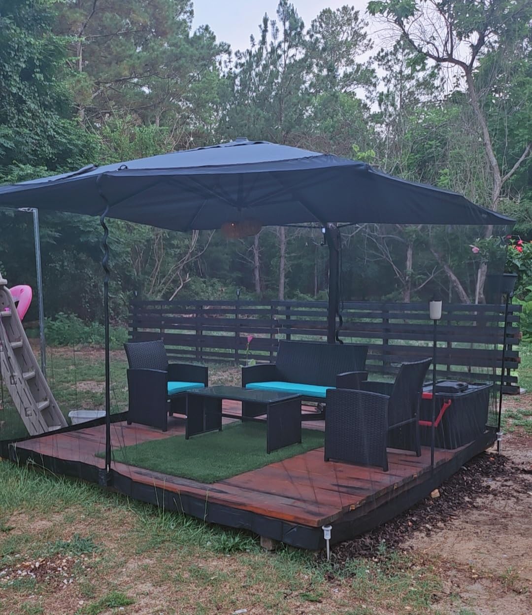 9' X 12' Cantilever Patio Umbrella Rectangular Outdoor Large Offset Umbrellas with 7 Tilts Adjustable 360°Rotation for Deck Pool Garden Backyard, Beige customer photo 1