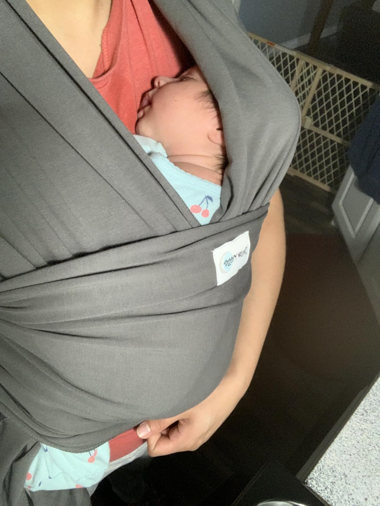 Sleepy Wrap Baby Carrier Wrap for Infants 7-35lbs, Lightweight, Dark Gray | Soft & Stretchy Baby Wrap Carrier for Newborns to Toddler, Hip-Healthy, Hands-Free Baby Wearing Wrap for Postpartum Support customer photo 1