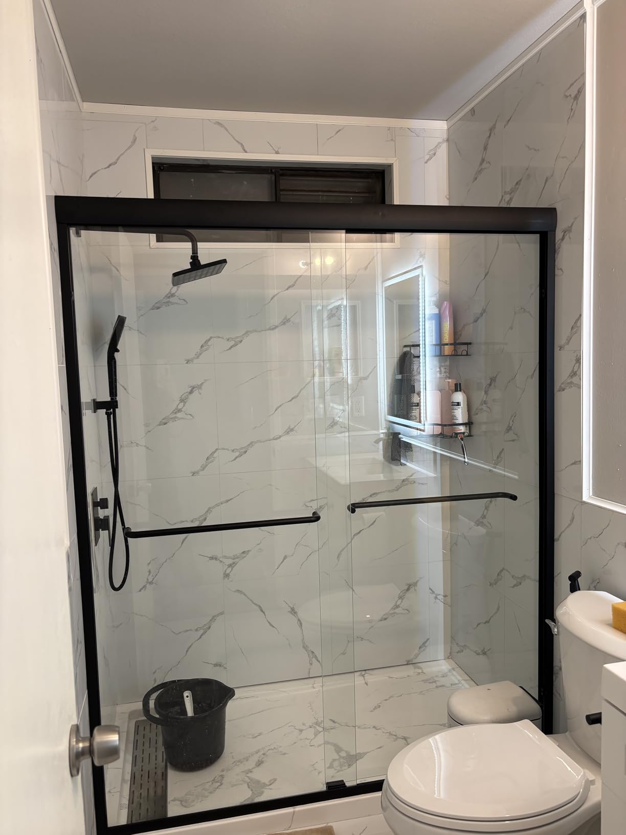 Semi-Frameless Sliding Shower Door W: 60 x H:72 Inches, Bathroom Sliding Door Easy to Install, 1/4