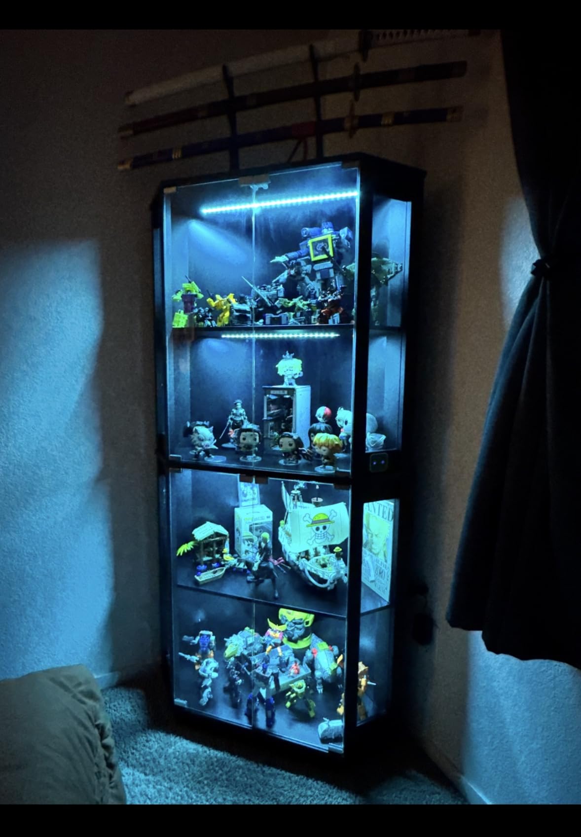 BROTTAR Lighted Corner Display Cabinet with Glass Doors for Collectibles | 65