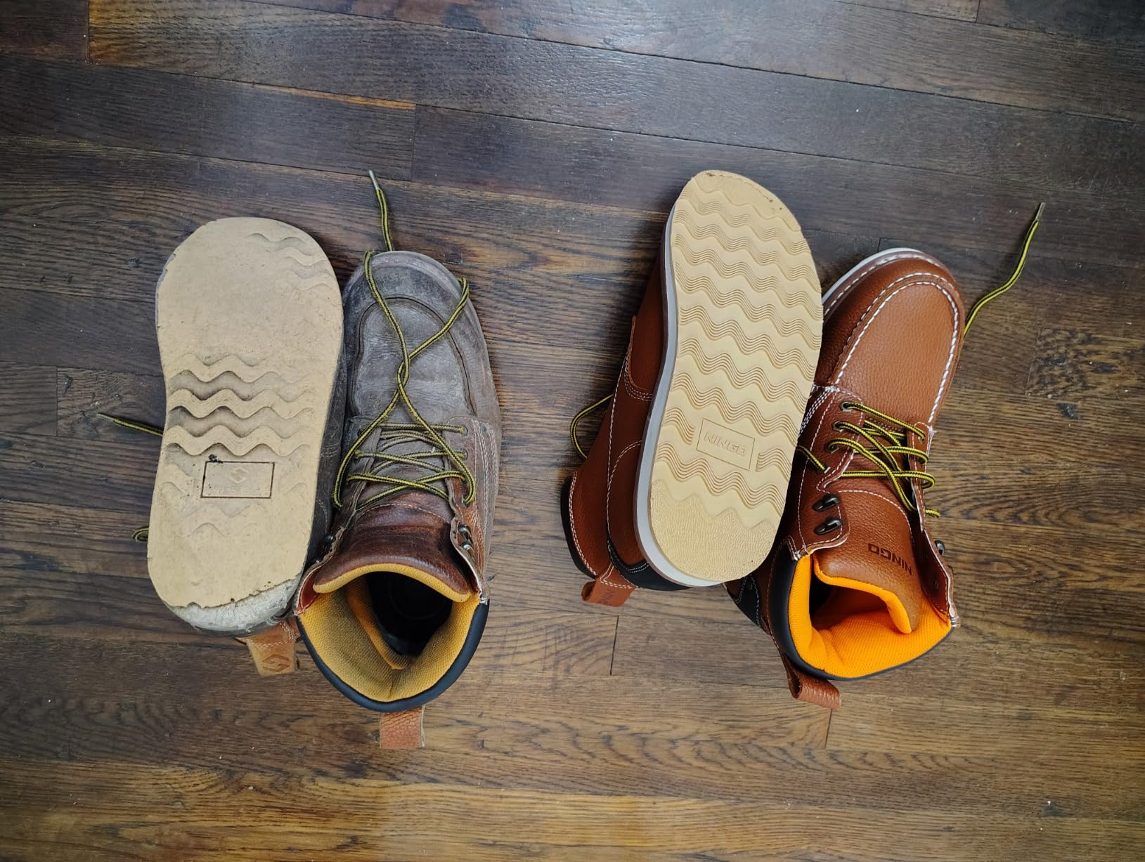 NINGO Steel/Soft Toe Work Boots for Men, Slip Resistant Moc Toe Work Shoes | ASTM 2413 Safety Toe, Full-Grain Leather, Wedge Sole, Goodyear Welt, Water Resistant, EH Rated, for Industrial Construction customer photo 2