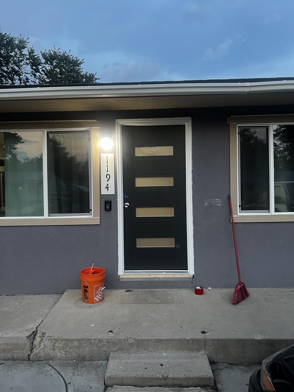 Fiberglass Entry Door 36x80 in., French Exterior Door Right Hand Inswing Black Finished Frosted Glass Knock-Down Door, Vinyl Frame and Brickmould Included customer photo 1