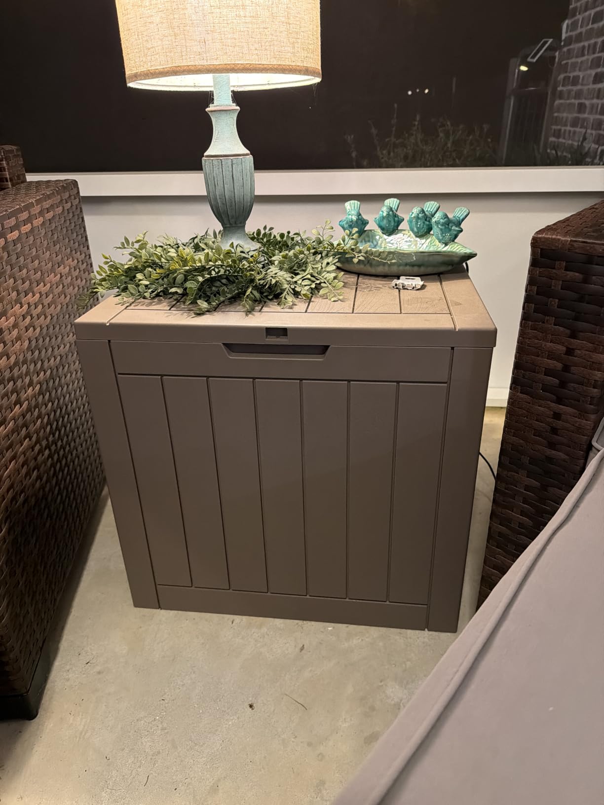 Outdoor Storage Box, Resin Deck Boxes Indoor and outdoor, Waterproof Storage Box Lockable Lid (Black, 85 Gallon) customer photo 2