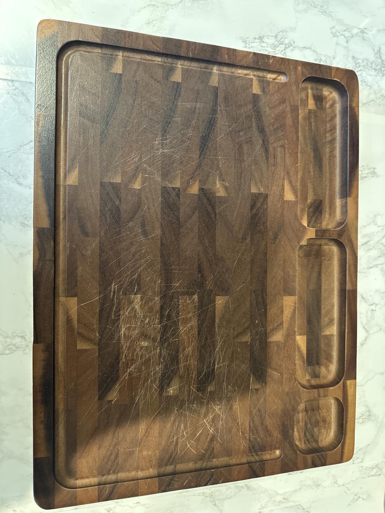 THETCHRY Walnut Wood Cutting Boards for Kitchen, End Grain Chopping Board Double Sided, Large Cutting Board with Handle, Charcuterie Butcher Block for Meal Prep & Serving with Gift Box, 17