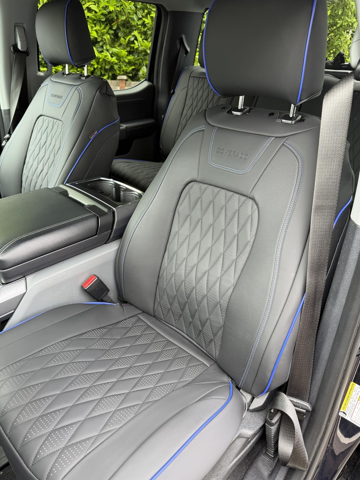 Coverado Leather Seat Covers Full Set Fit for Ford F150 F250 F350 F450, Waterproof Ford F150 Truck Seat Covers Fit for 2015-2026 F150 and 2017-2026 F250 F350 F450 (Black) customer photo 2