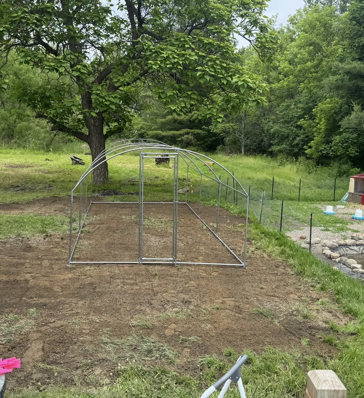 NUGRIART Large Metal Chicken Coop, Outdoor cage Run with Waterproof and Anti-UV Cover, Dome Roof Walk-in Poultry Cage Rabbit Duck House for Outside, Backyard and Farm. customer photo 2