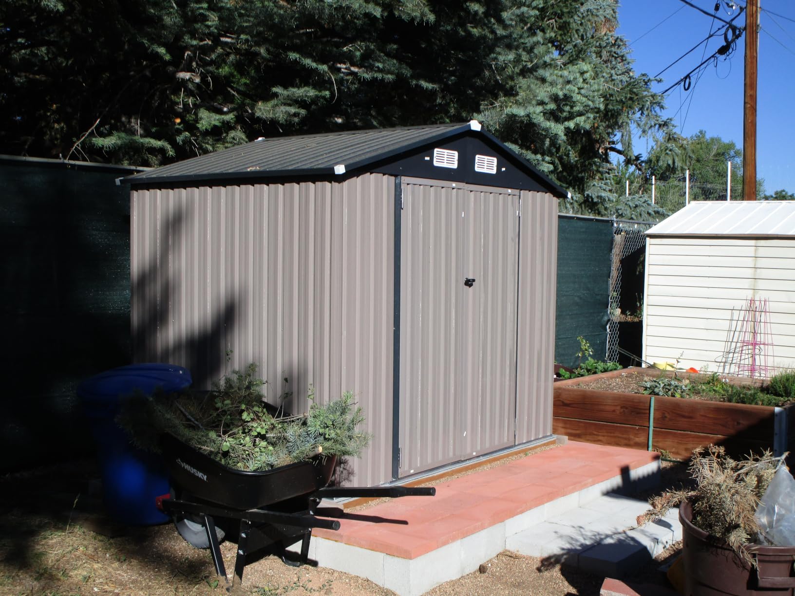 Aoxun 6.2x4 FT Shed Outdoor Storage Shed with Lockable Doors & Slooping Roof Metal Garden Tool Shed for Backyard, Patio, Poolside (Brown) customer photo 1
