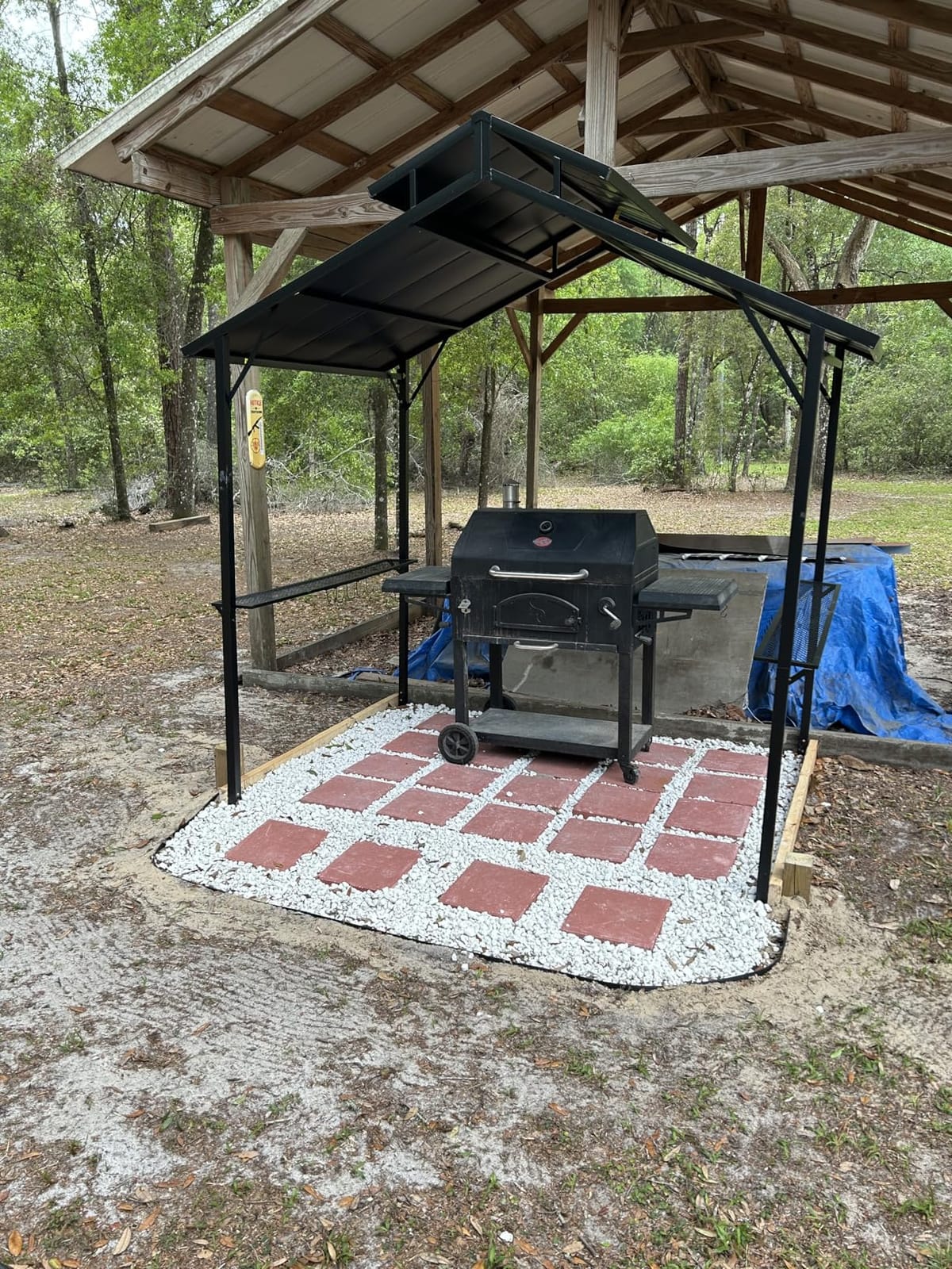 Outsunny 8' x 5' Hardtop Grill Gazebo Double Metal Roof, 2 Side Shelves | BBQ Gazebo, 10 Hooks, Grill Canopy, Patio Backyard Lawn Deck customer photo 2
