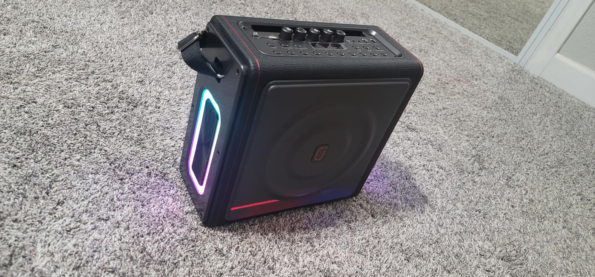 Karaoke Machine for Adults with Bass/Treble/Echo Adjustment, 300W PA System | 2 Microphones, Pitch Correction, Bluetooth 5.3, Retro Leather Design, 30H Playtime, TV Connection, TWS Stereo Support customer photo 1