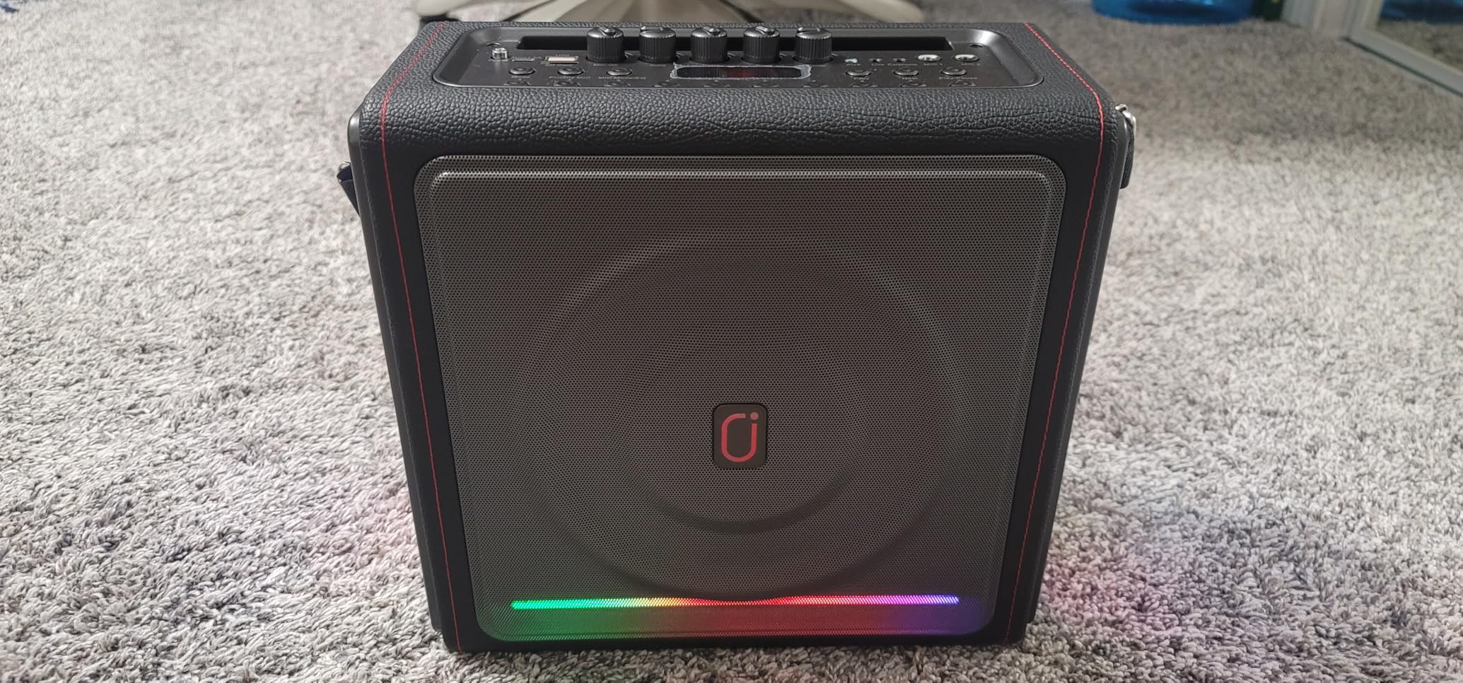 Karaoke Machine for Adults with Bass/Treble/Echo Adjustment, 300W PA System | 2 Microphones, Pitch Correction, Bluetooth 5.3, Retro Leather Design, 30H Playtime, TV Connection, TWS Stereo Support customer photo 2