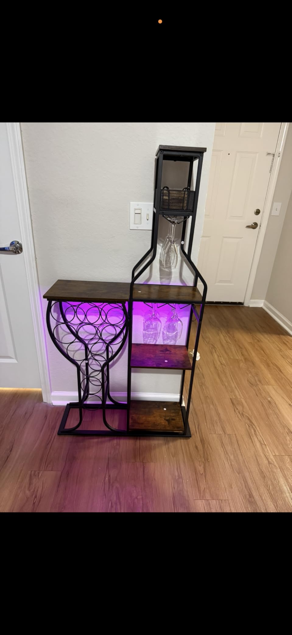 HavenlyYouth Liquor Cabinet for Home Bar, 5-Tier Wine Rack Freestanding Floor with Wine Glass Holder, Mini Bar Stand with 11 Wine Bottles, Bar Table with Storage for Living Room, Kitchen customer photo 2