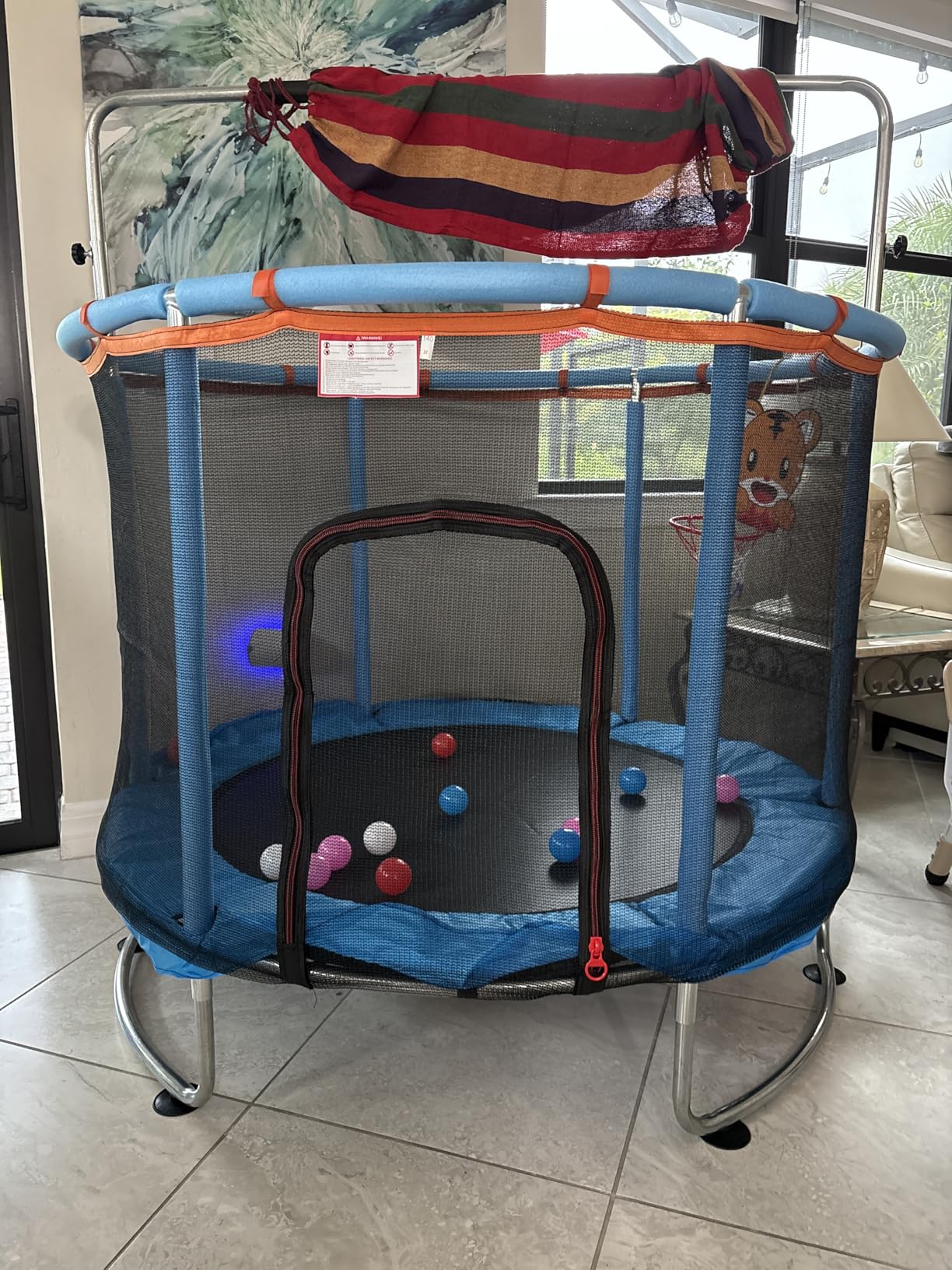 Trampoline for Kids, Upgrade Full Anti-Rust 440lbs Toddler Trampoline with Net, Upgraded Ring Legs with Adjustable Gymnastics Bar & Toys, Gifts for Ages 1-8 Boys & Girls customer photo 1