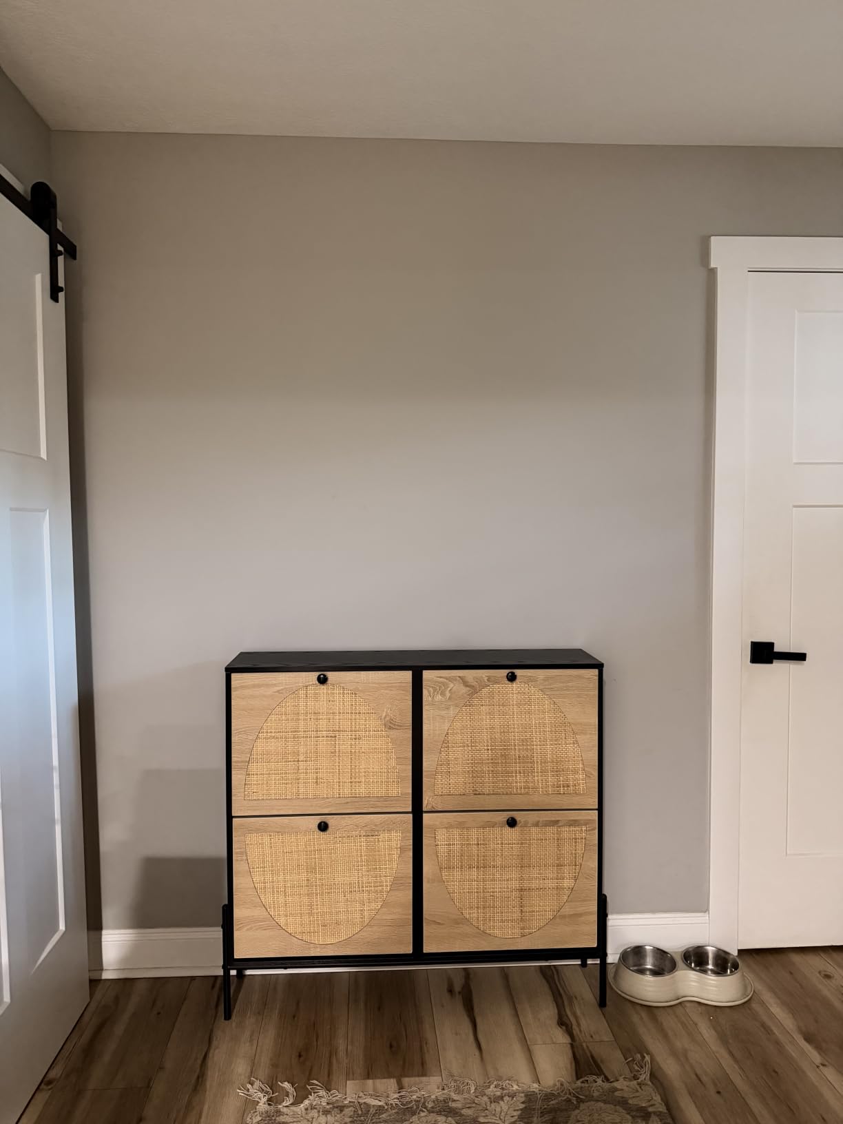 IRONCK Rattan Shoe Cabinet Storage with 4 Flip Drawers, Oak, Freestanding Shoe Storage Organizer Cabinet for Entryway, Narrow Shoe Rack Cabinet customer photo 1
