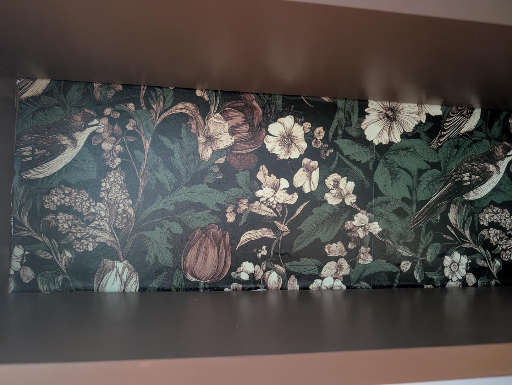 Erfoni Vintage Floral Peel and Stick Wallpaper Dark Floral and Birds | 17.3