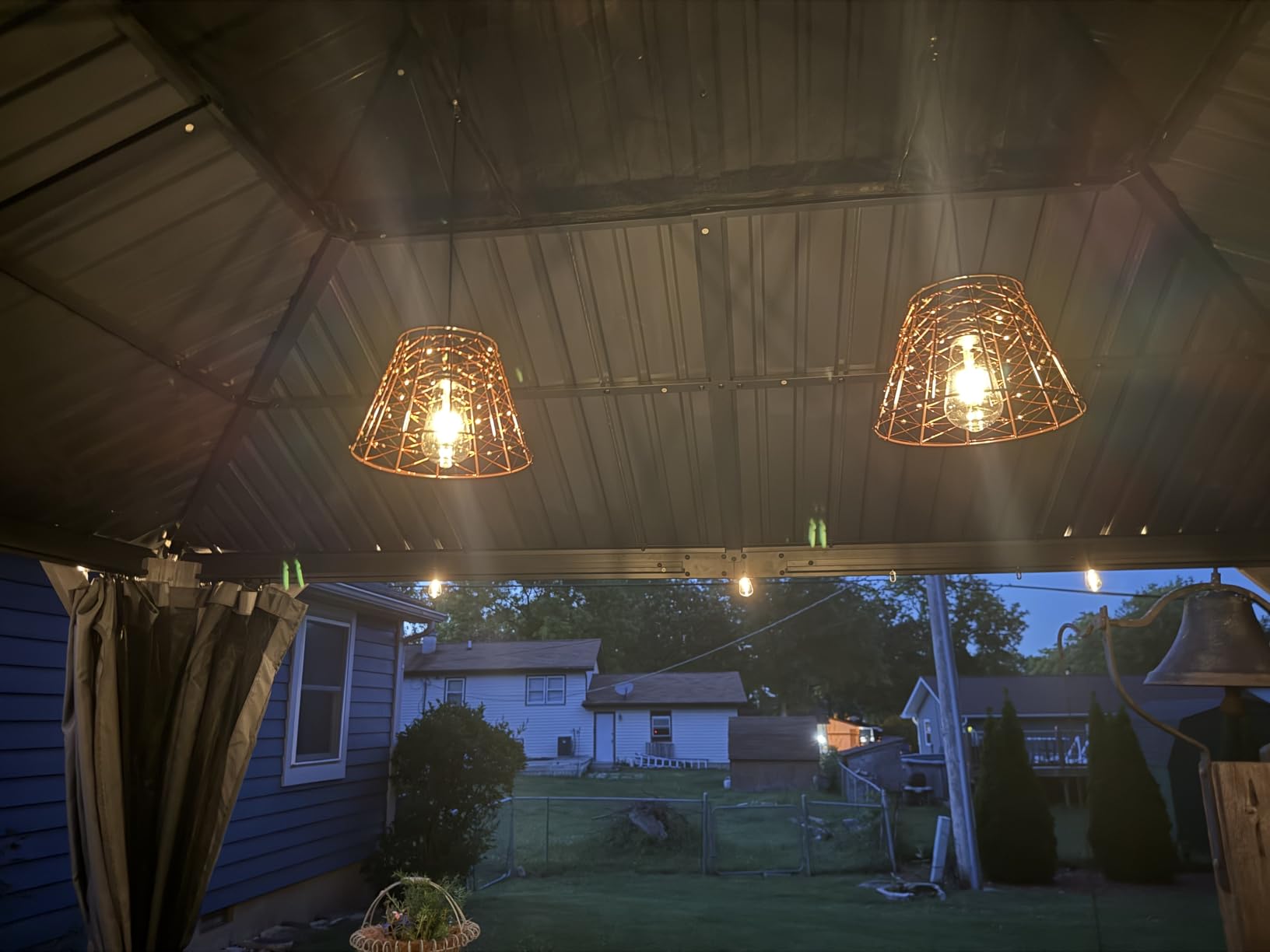 12' x 16' Outdoor Wood Gazebo | Permanent Wooden Hardtop Gazebo Pavilion with Double Curtains, Galvanized Steel Roof Cedar Wood Gazebos for Garden, Lawn customer photo 2