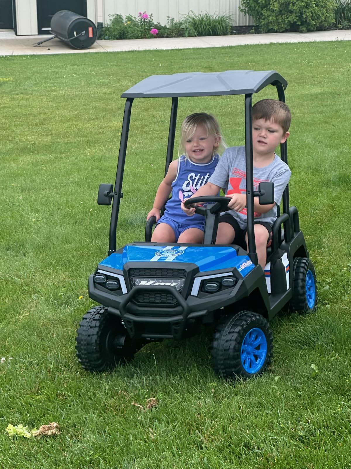 LIGIANT 24V Ride on Car for Big Kids, 4-Seaters Kids Golf Cart | Max Cap: 264 Lbs (4 Kids), 4WD Kid's Car w/Remote Control, Detachable Awning, Spring Suspension, Music/Story/Power Display customer photo 2