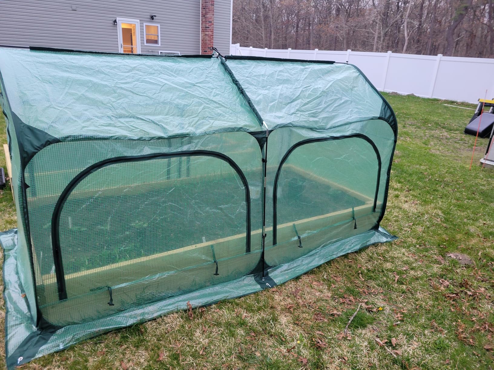 Pop up Greenhouse Tent Cover Tunnel Plant House, Large Gardening Flower Sunshine Room with Mesh Windows, Backyard PE Cover for Cold Frost Protector with Stakes and Rope Guys customer photo 2