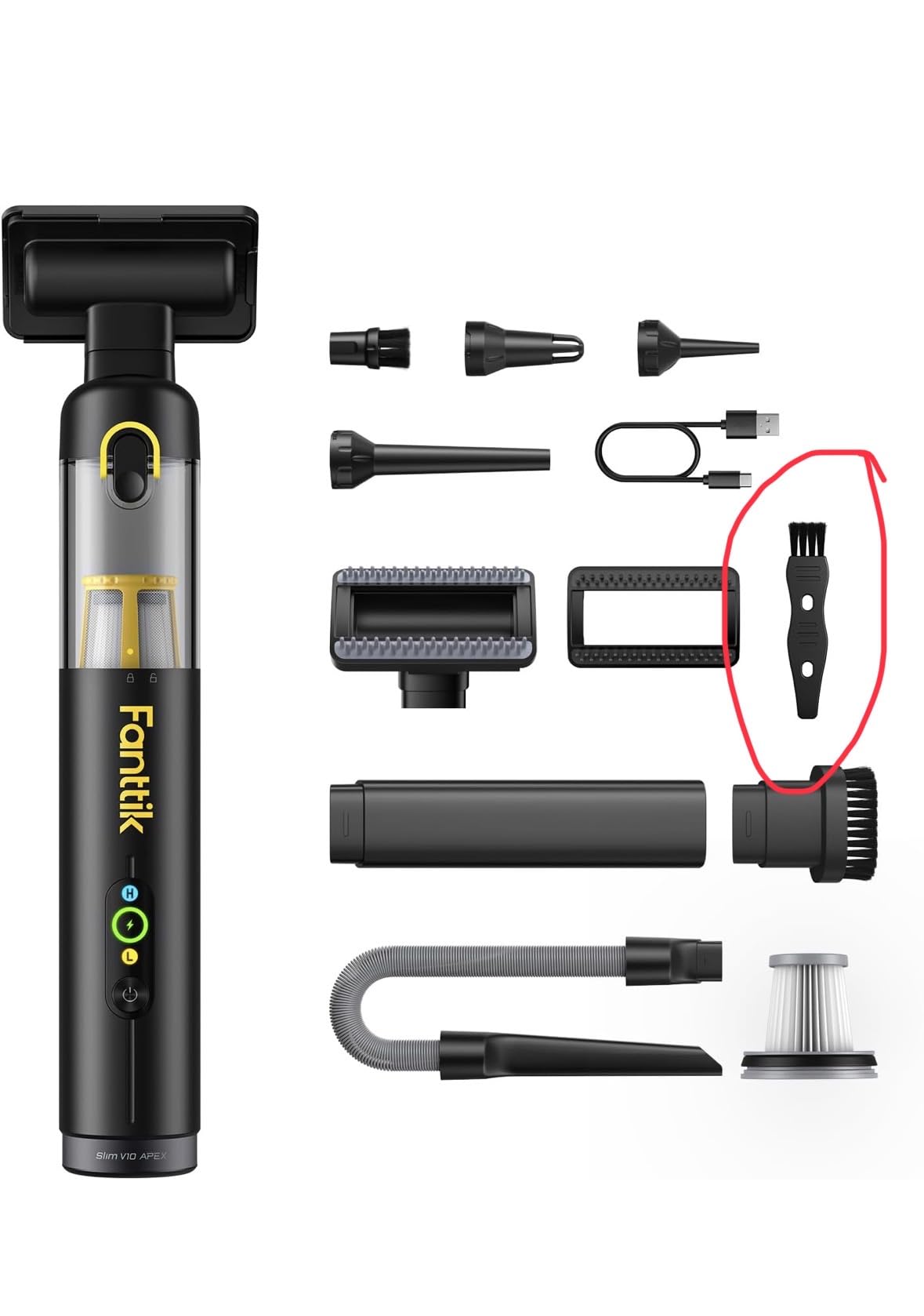 Fanttik Slim V10 APEX Cordless Car Vacuum, 4-in-1 Portable Mini Handheld Vac, Smart Digital Display, 19kPa Suction Power, 2 Suction Modes for Car, Office Desk, Keyboards customer photo 1