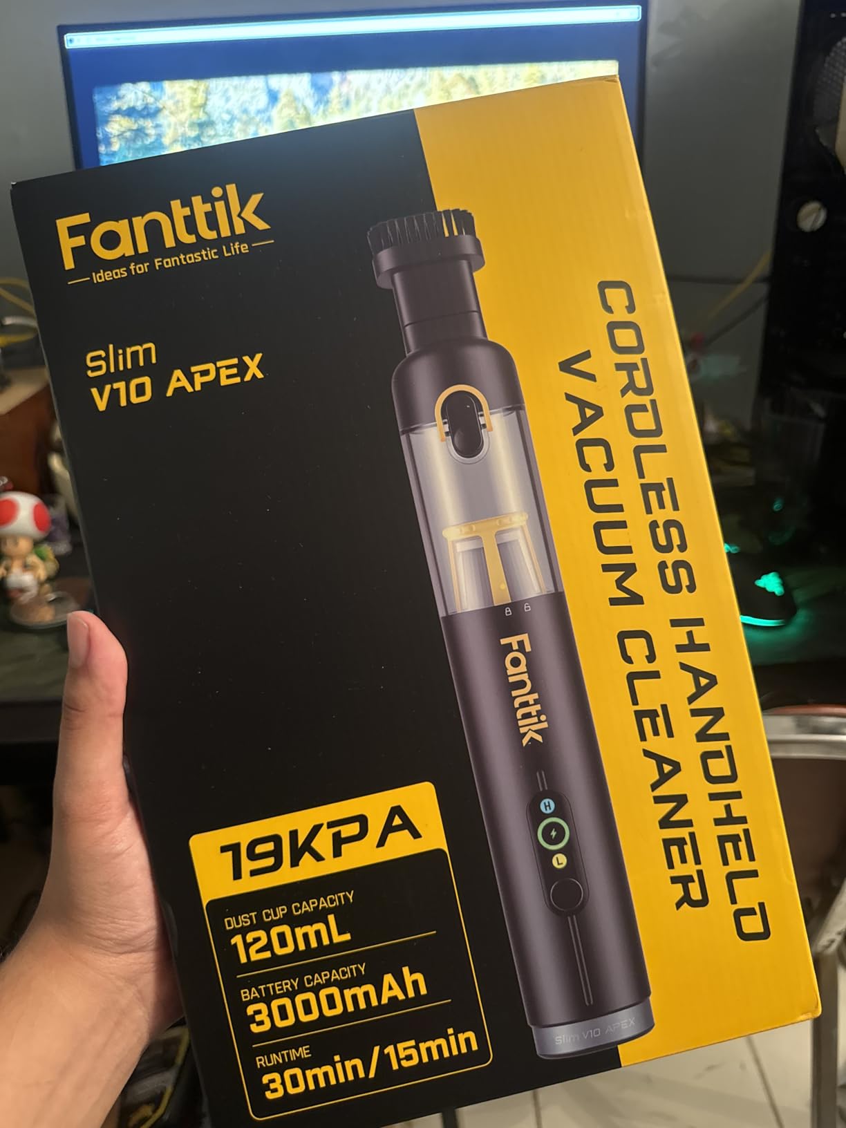 Fanttik Slim V10 APEX Cordless Car Vacuum, 4-in-1 Portable Mini Handheld Vac, Smart Digital Display, 19kPa Suction Power, 2 Suction Modes for Car, Office Desk, Keyboards customer photo 2