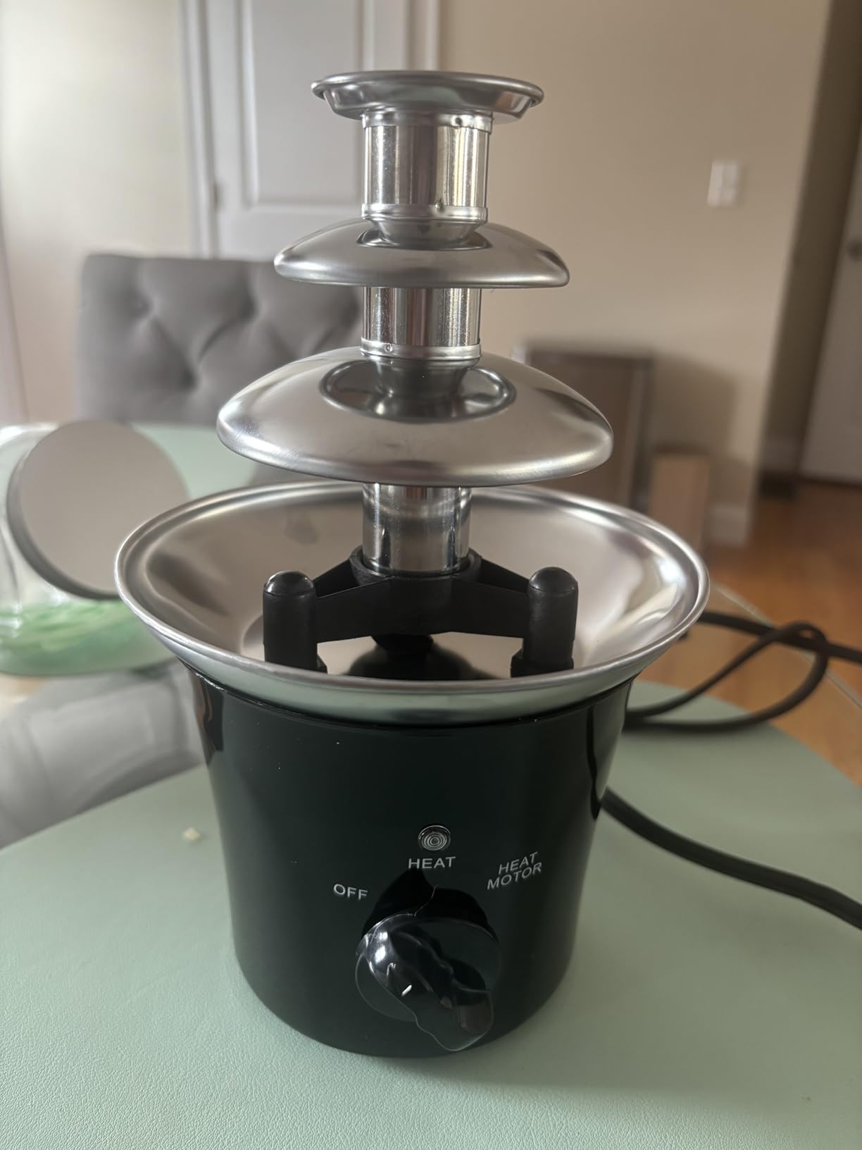 MINI Chocolate Fountain Machine Small Electric Chocolate Fondue Fountain Machine for Party for Candy Butter Cheese (Black) customer photo 2