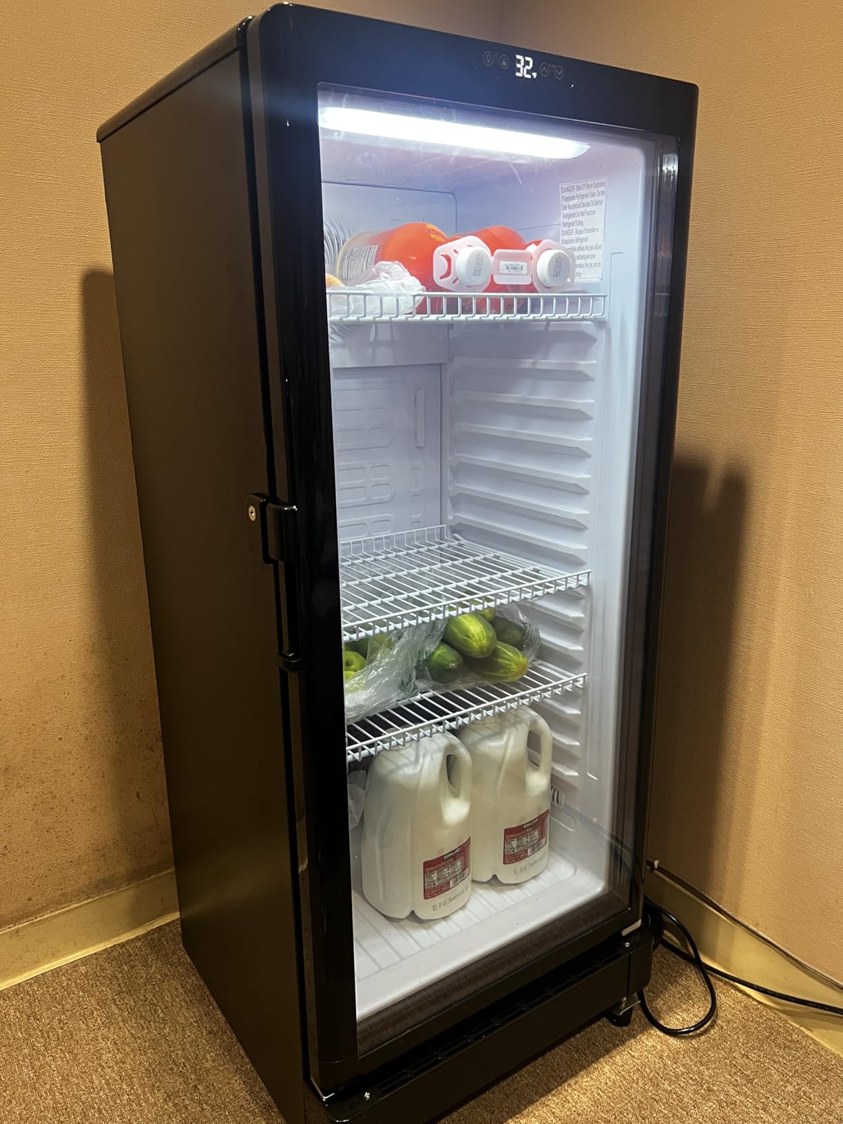 6 Cu.Ft Commercial Beverage Fridge with Glass Door | Double-Tempered Glass, Locking Key & LED, Indoor/Outdoor Use, Bar/Office/Restaurant, Adjustable Shelves, Energy Efficient customer photo 1