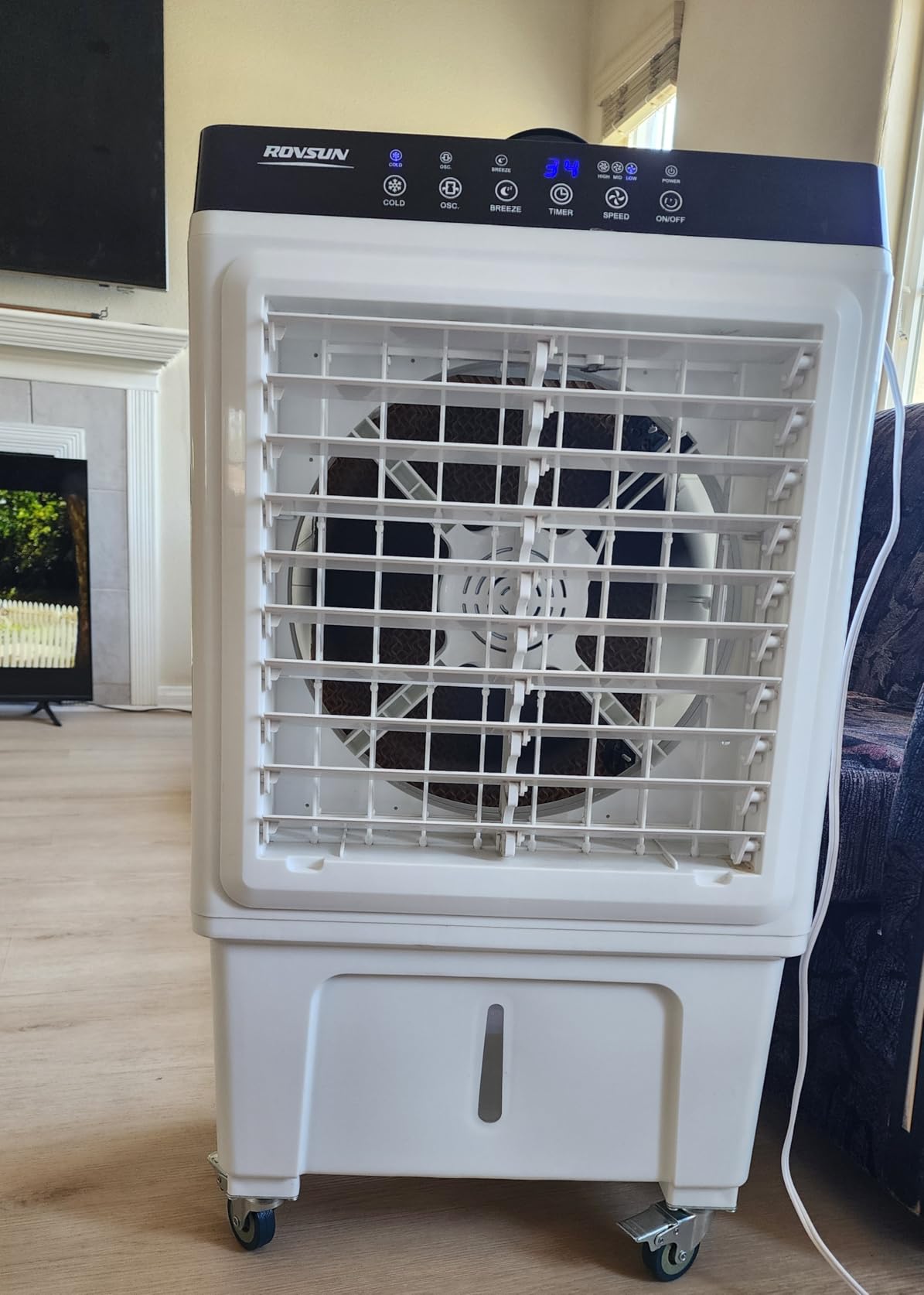 ROVSUN 5.2Gal Portable Swamp Cooler, 1400CFM Evaporative Air Cooler, 3-IN-1 Cooling Fan with Remote Control, 12H Timer & 4 Ice Box, 3 Speeds, Humidifying Oscillating Fan for Indoor or Outdoor customer photo 2